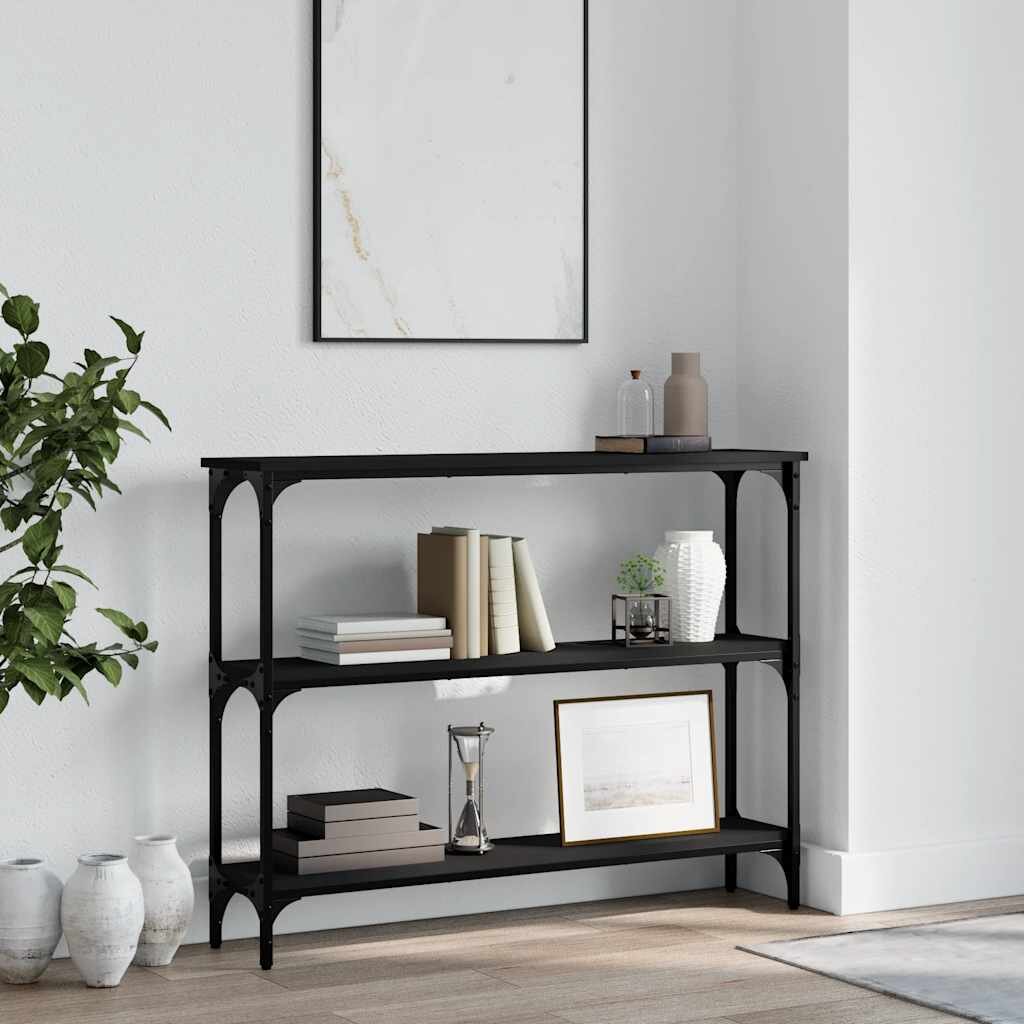 vidaXL Конзолна маса черна 100x225x75 см инженерно дърво