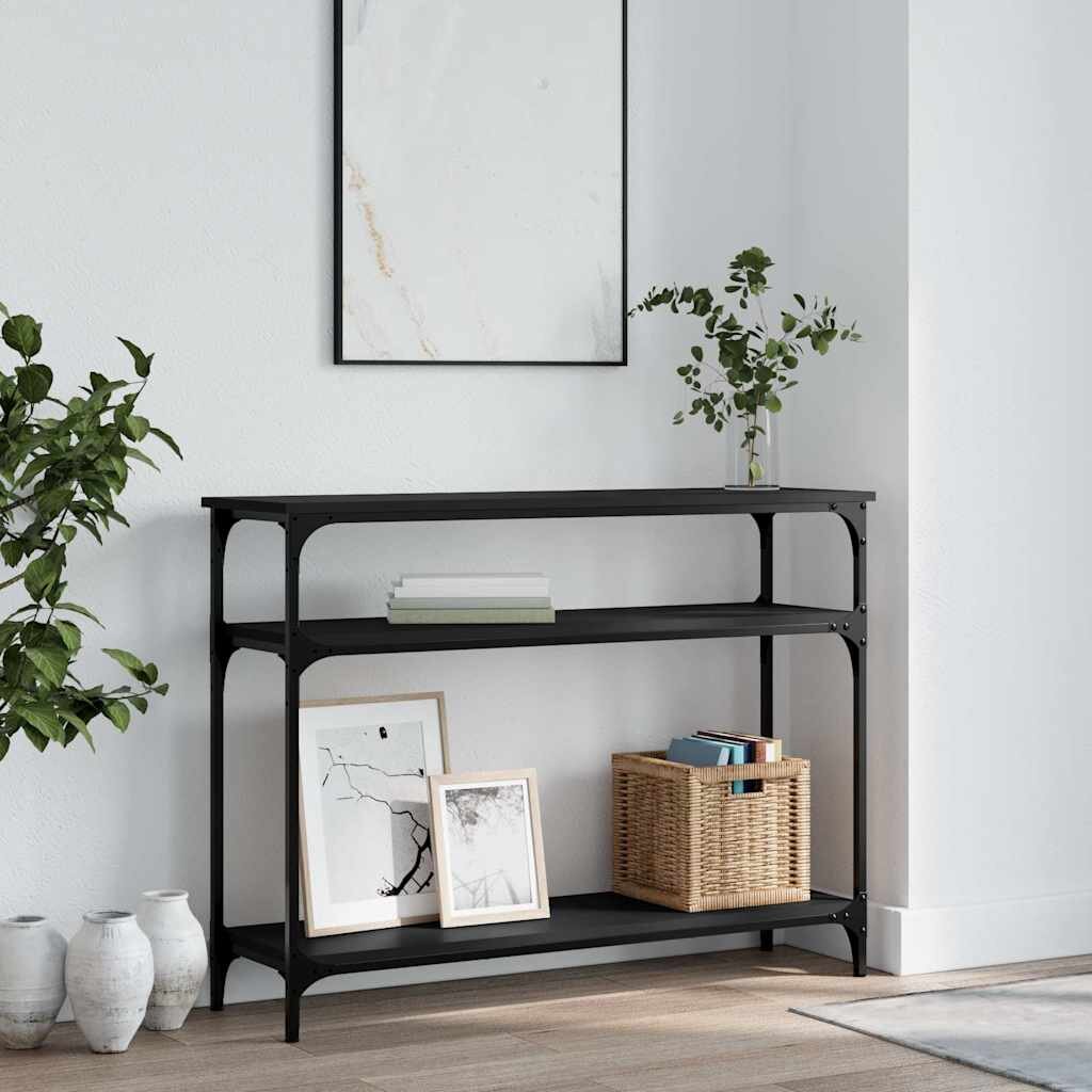 vidaXL Конзолна маса черна 100x29x75 см инженерно дърво