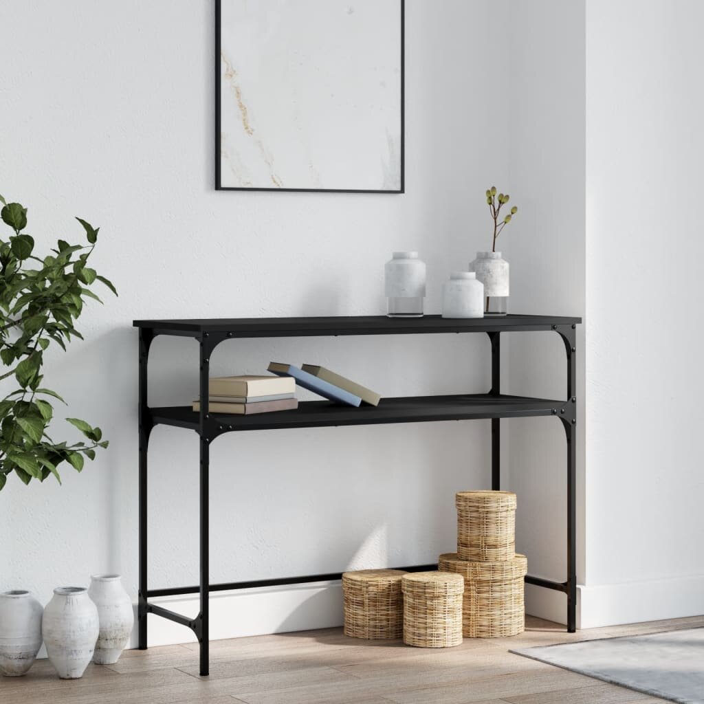 vidaXL Конзолна маса черна 100x355x75 см инженерно дърво