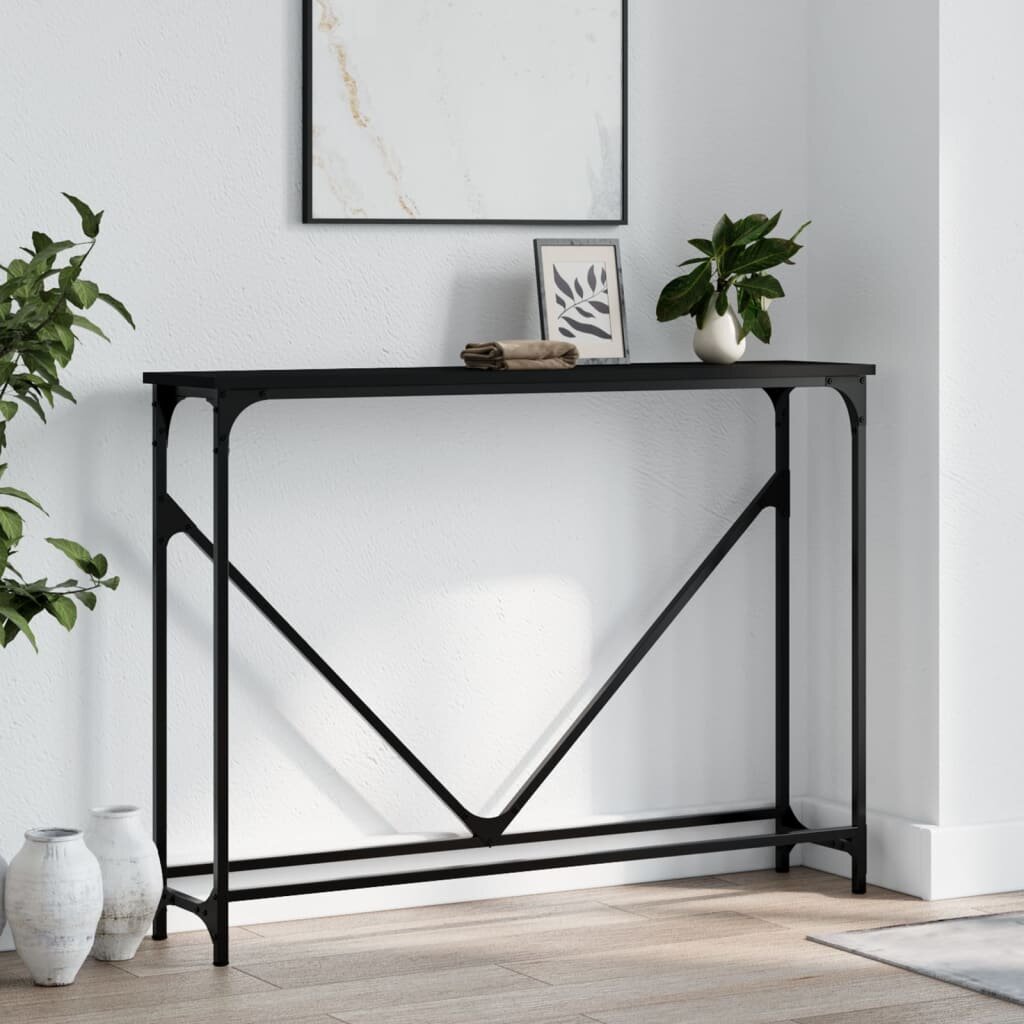 vidaXL Конзолна маса черна 102x225x75 см инженерно дърво