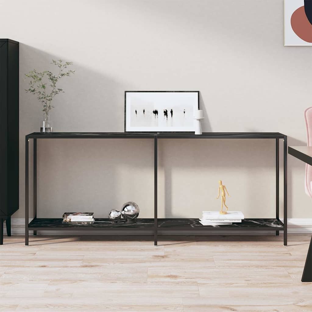 vidaXL Конзолна маса черна 180x35x755 cм закалено стъкло