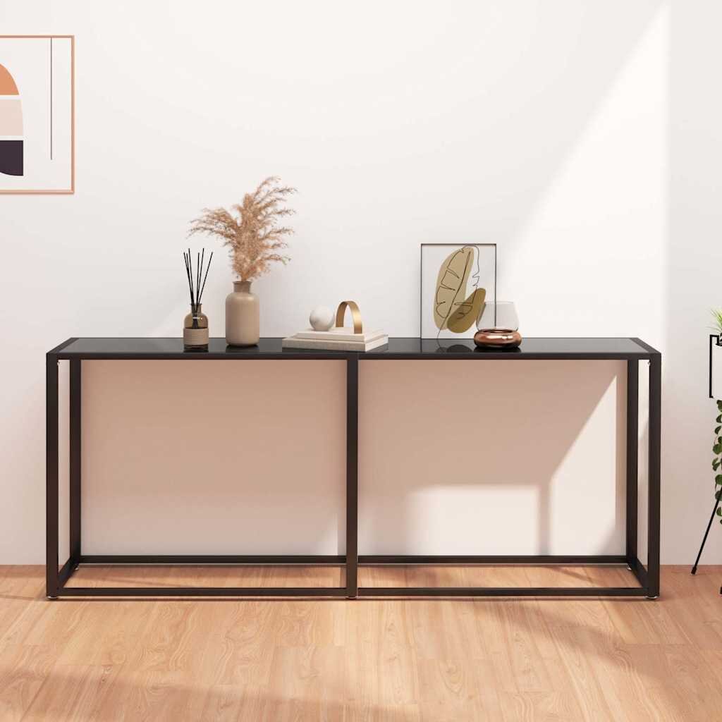 vidaXL Конзолна маса черна 180x35x755 cм закалено стъкло