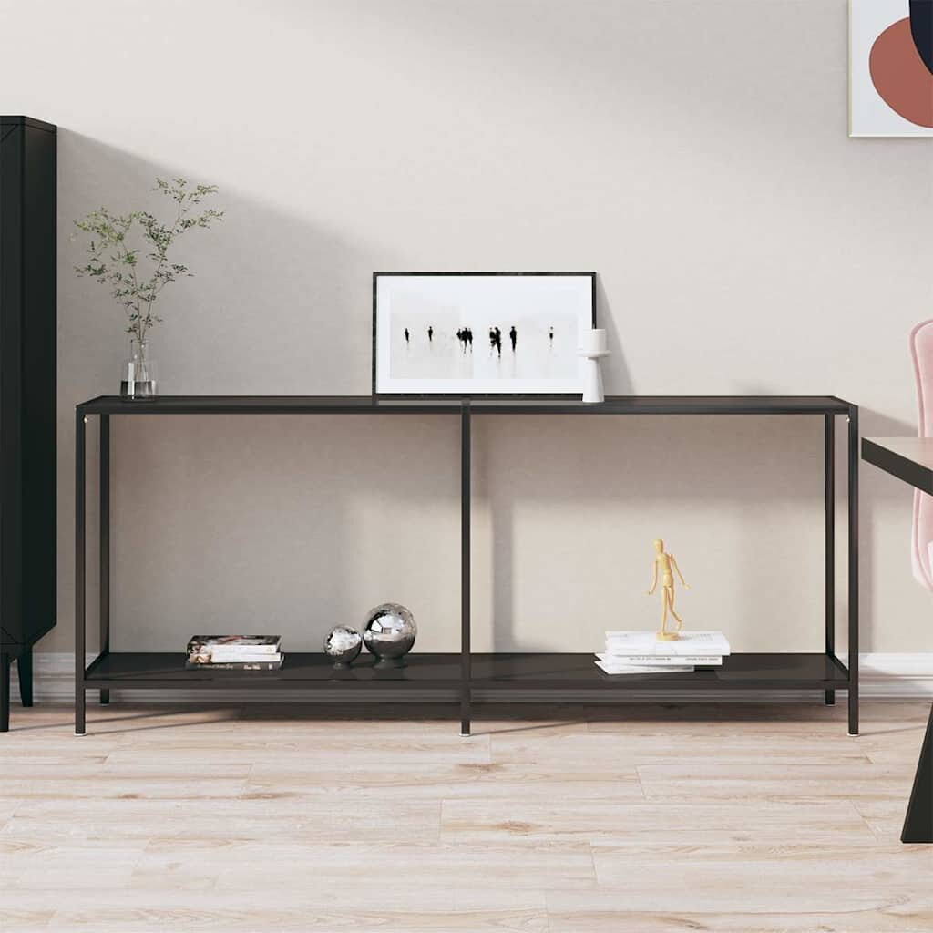 vidaXL Конзолна маса черна 180x35x755 cм закалено стъкло