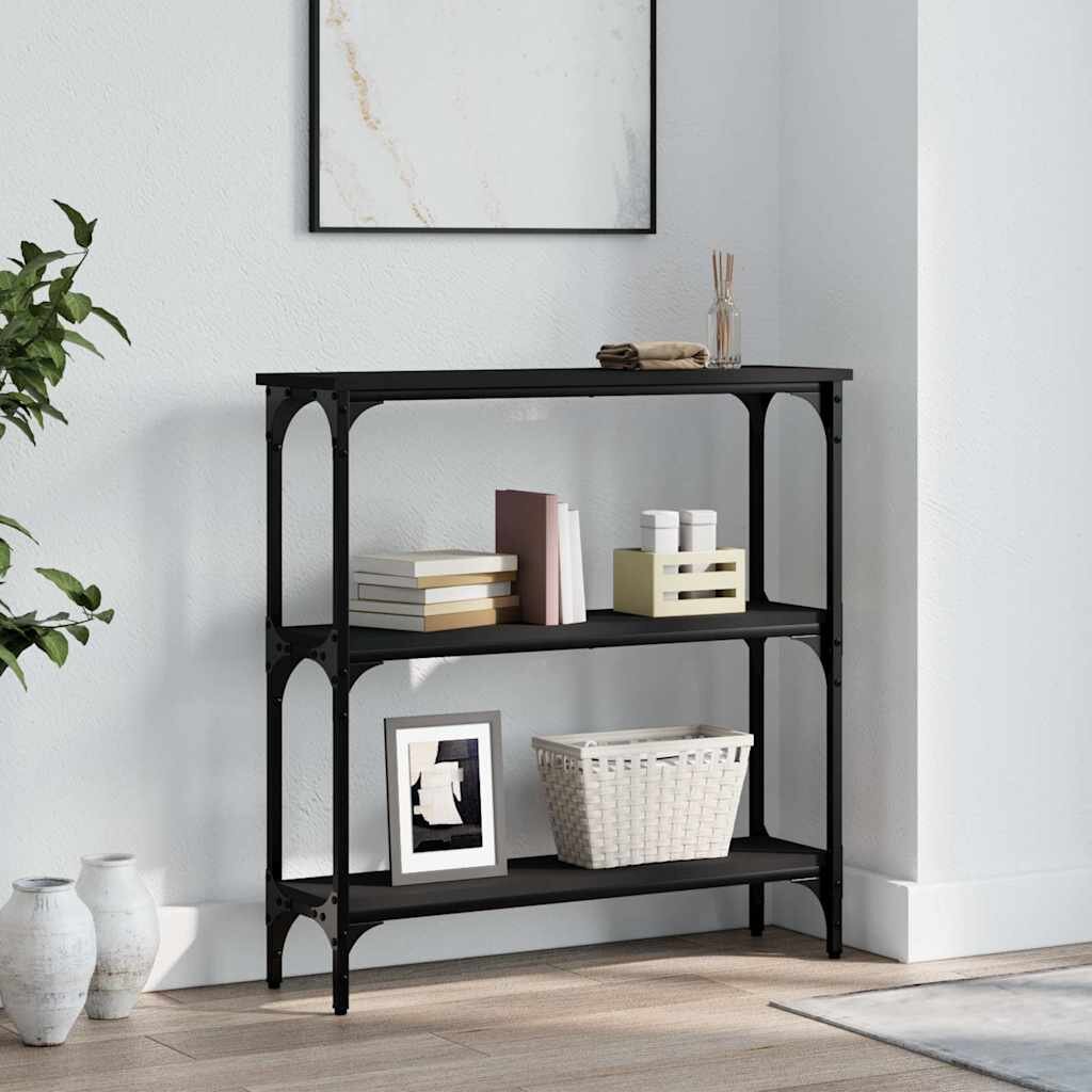 vidaXL Конзолна маса черна 75x225x75 см инженерно дърво