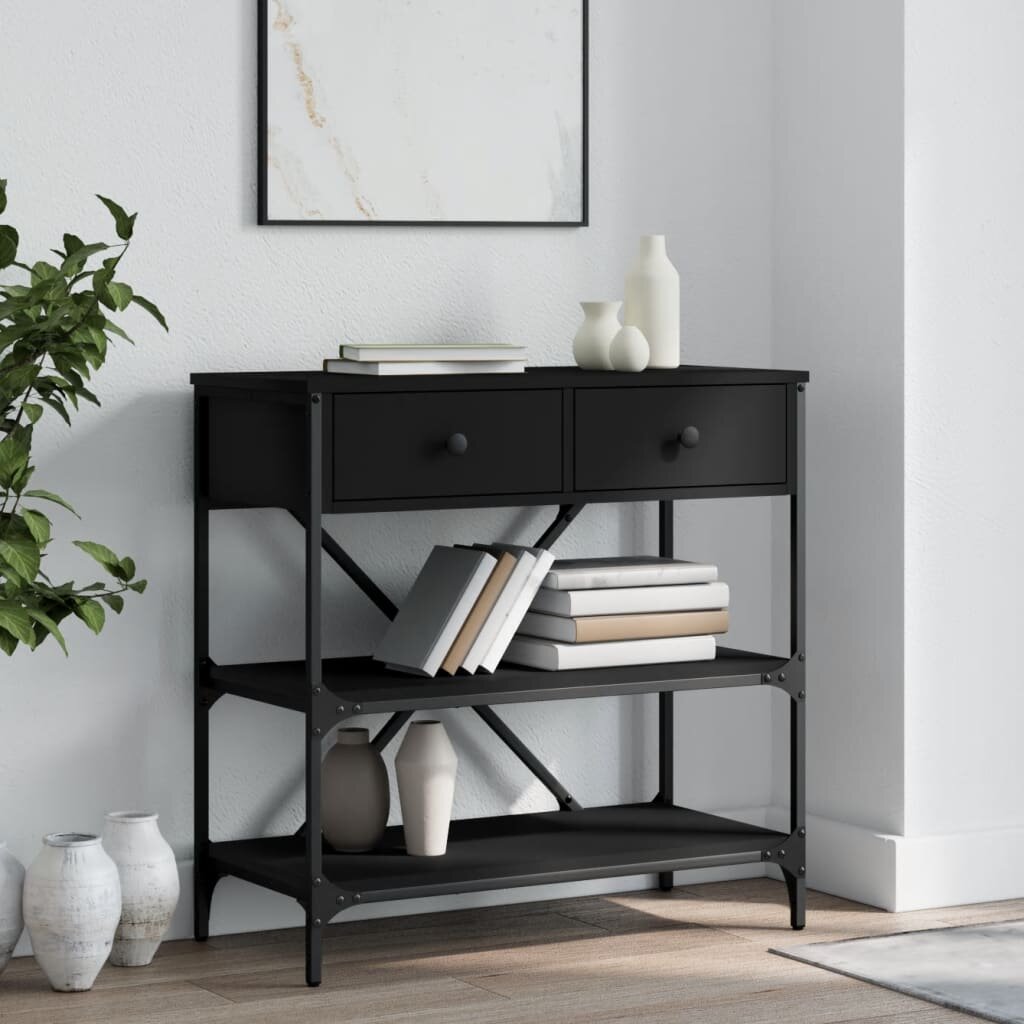 vidaXL Конзолна маса черна 75x345x75 см инженерно дърво