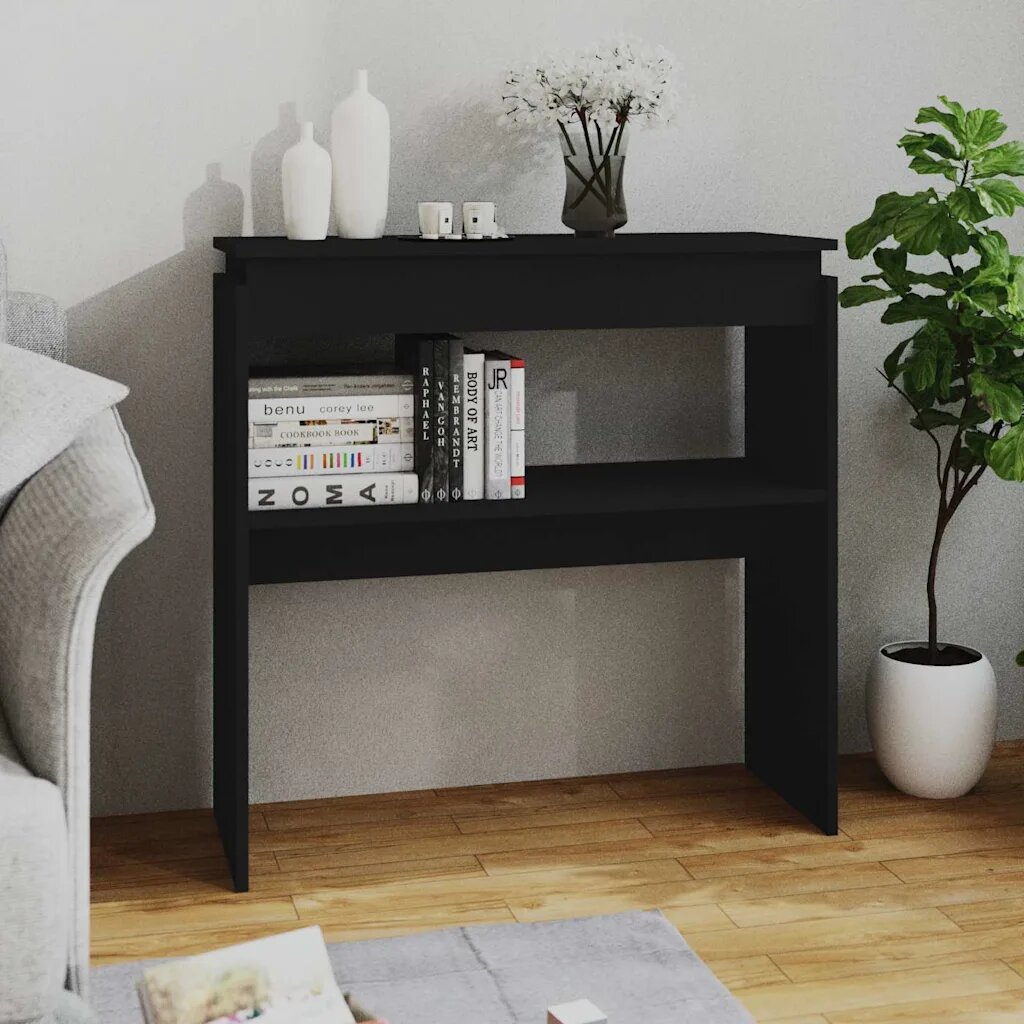 vidaXL Конзолна маса черна 80x30x80 см инженерно дърво