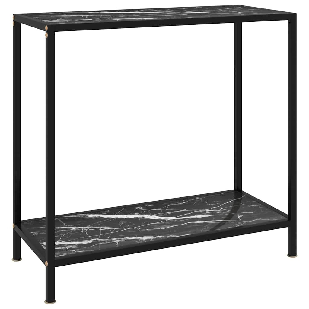 vidaXL Конзолна маса черна 80x35x75 cм закалено стъкло