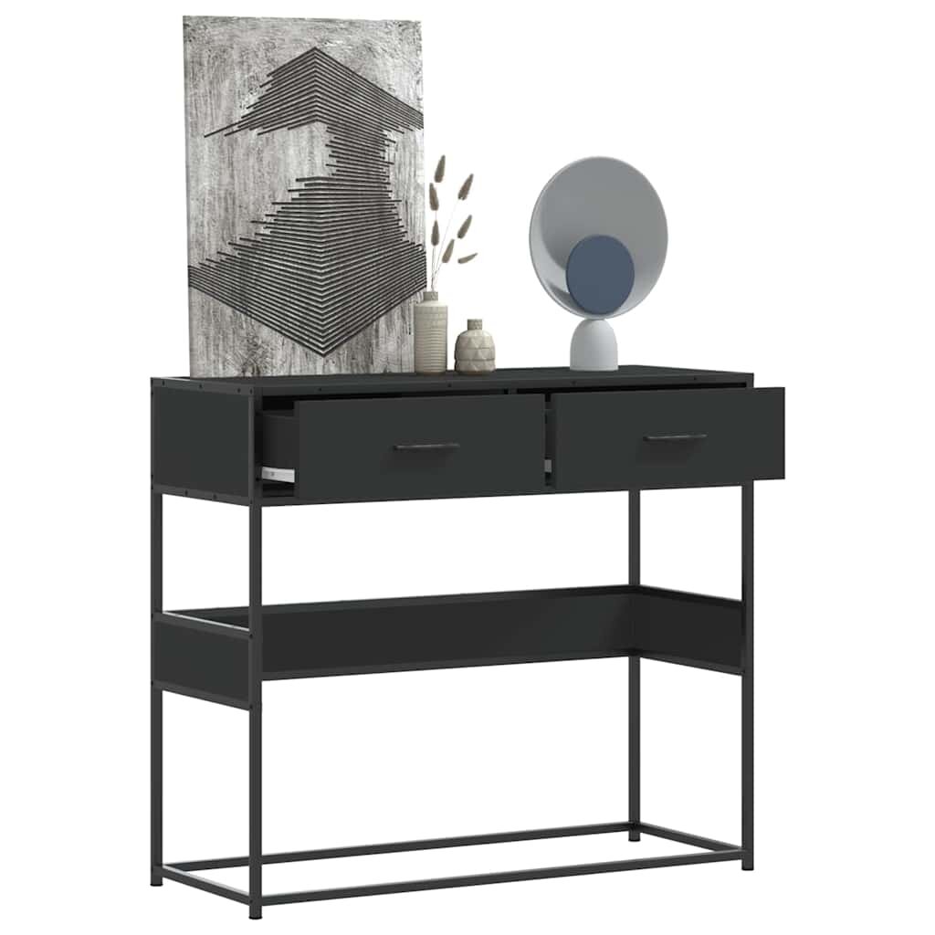 vidaXL Конзолна маса черна 90x35x80 см инженерно дърво