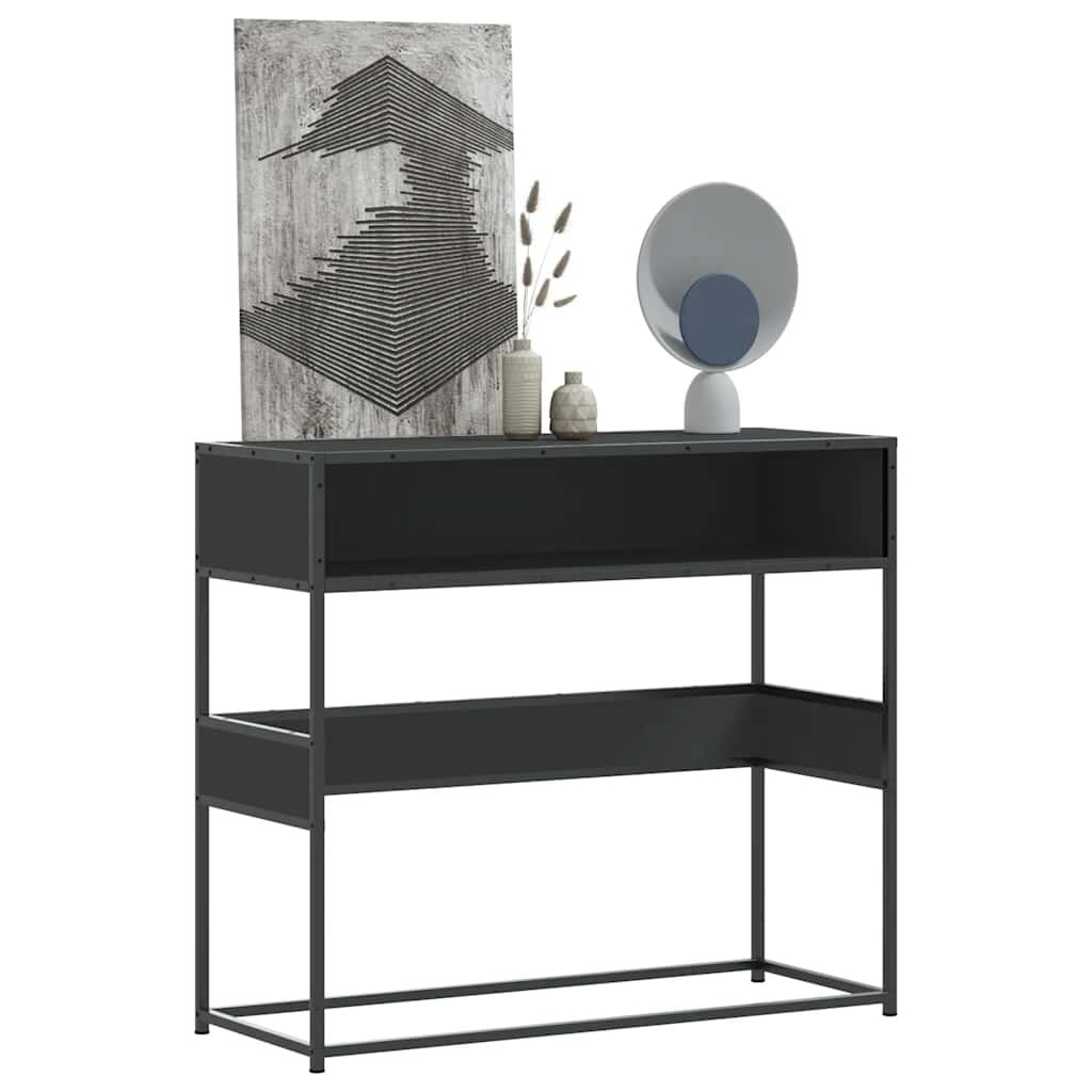 vidaXL Конзолна маса черна 90x35x80 см инженерно дърво