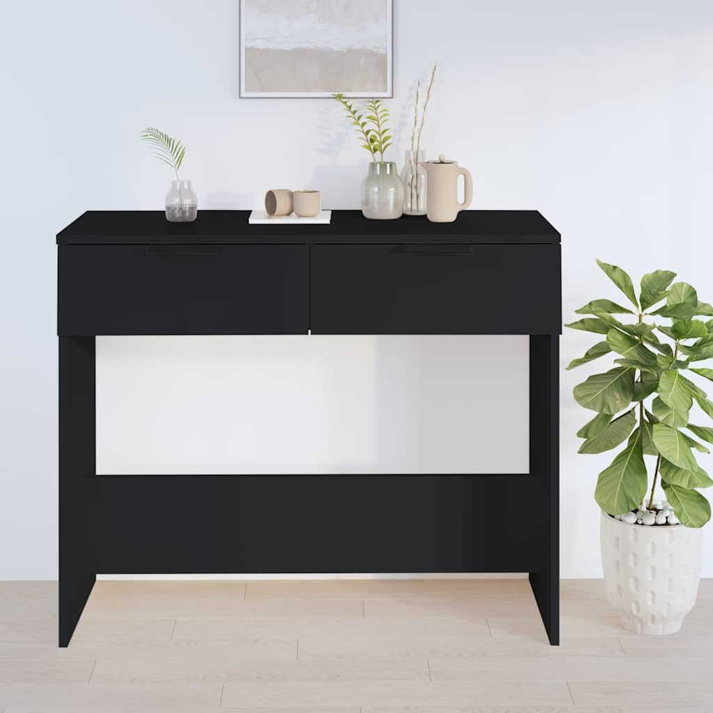 vidaXL Конзолна маса черна 90x36x75 см инженерно дърво