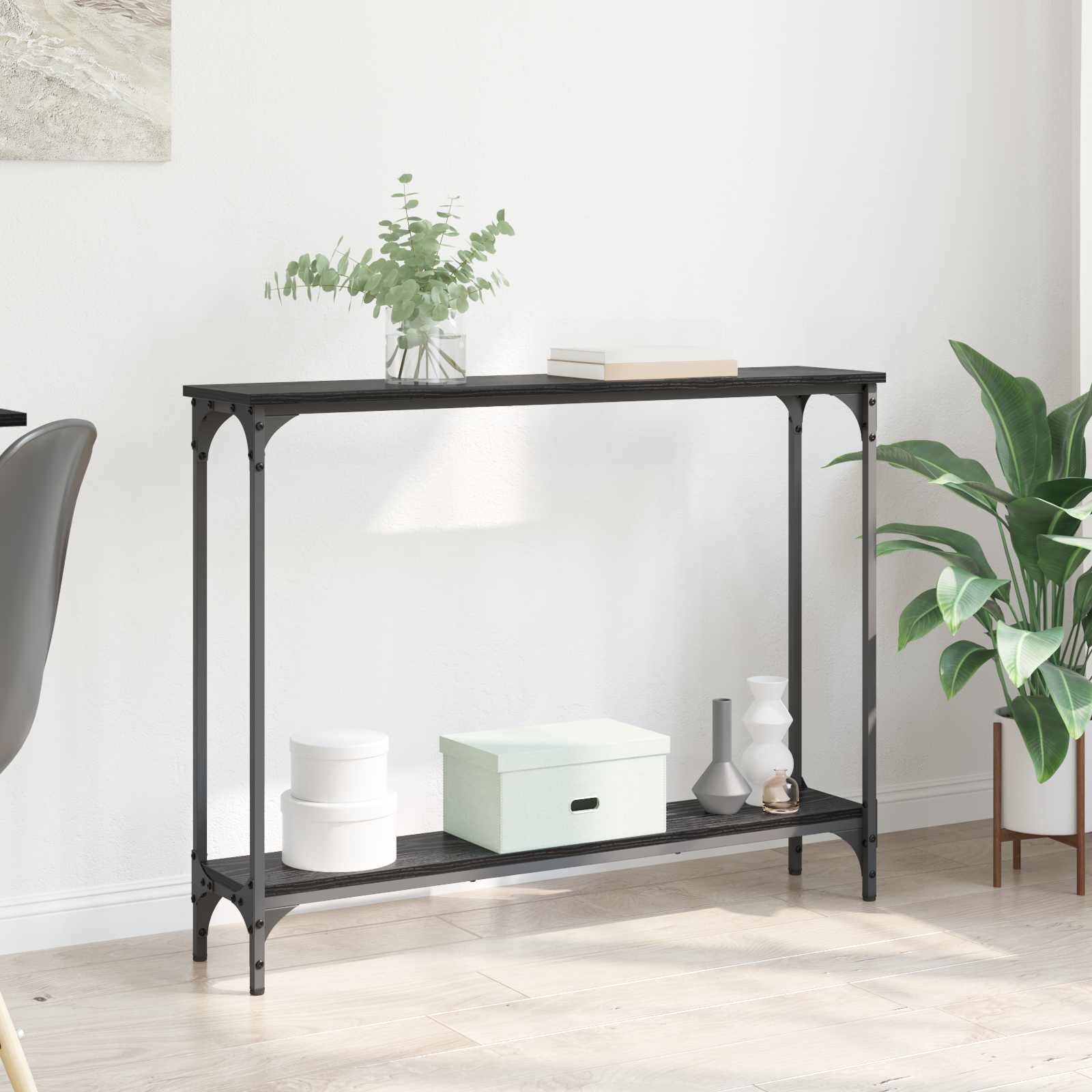 vidaXL Конзолна маса Черния дъб 100 x 225 x 75 см Инженерна дървесина
