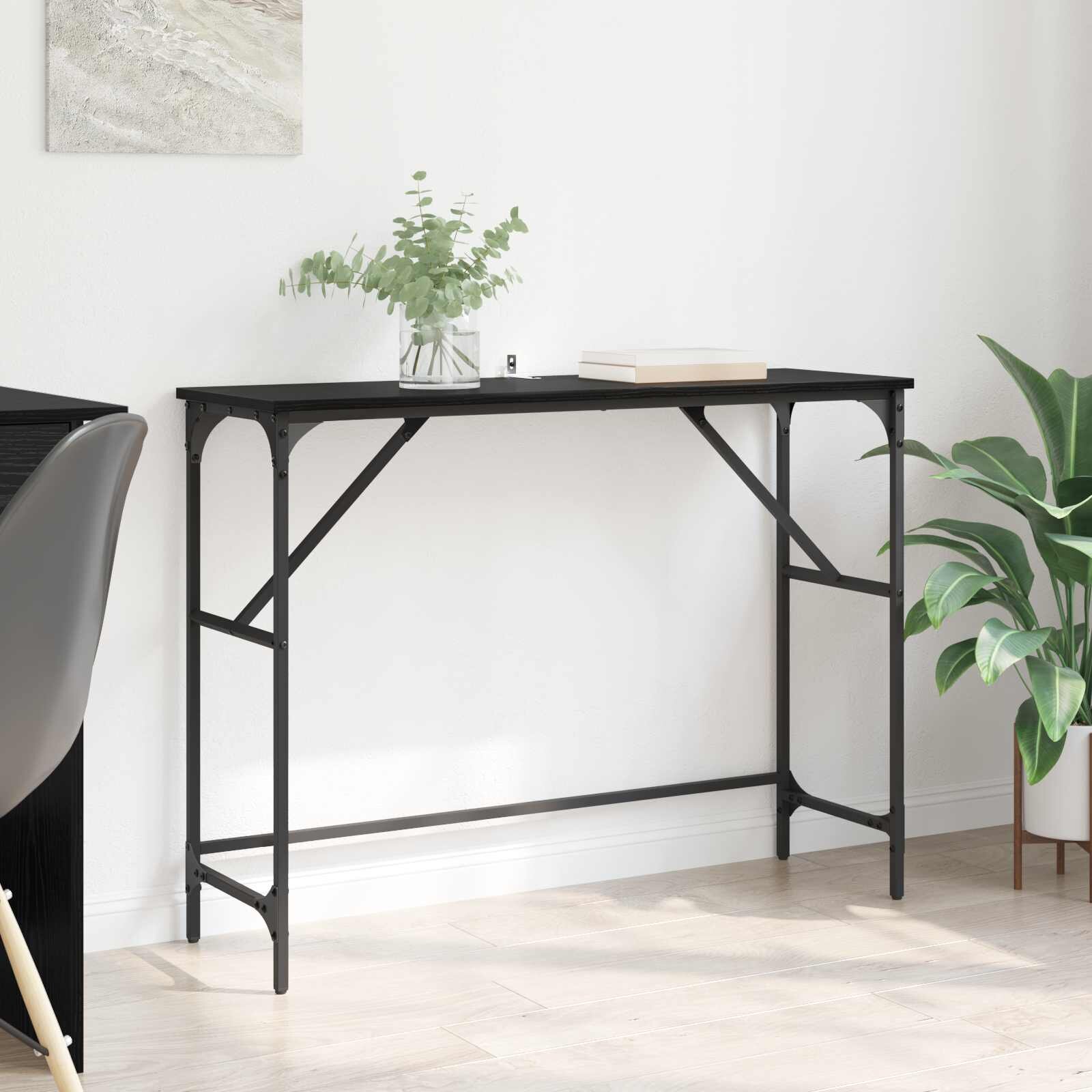vidaXL Конзолна маса Черния дъб 100 x 32 x 75 см Инженерна дървесина