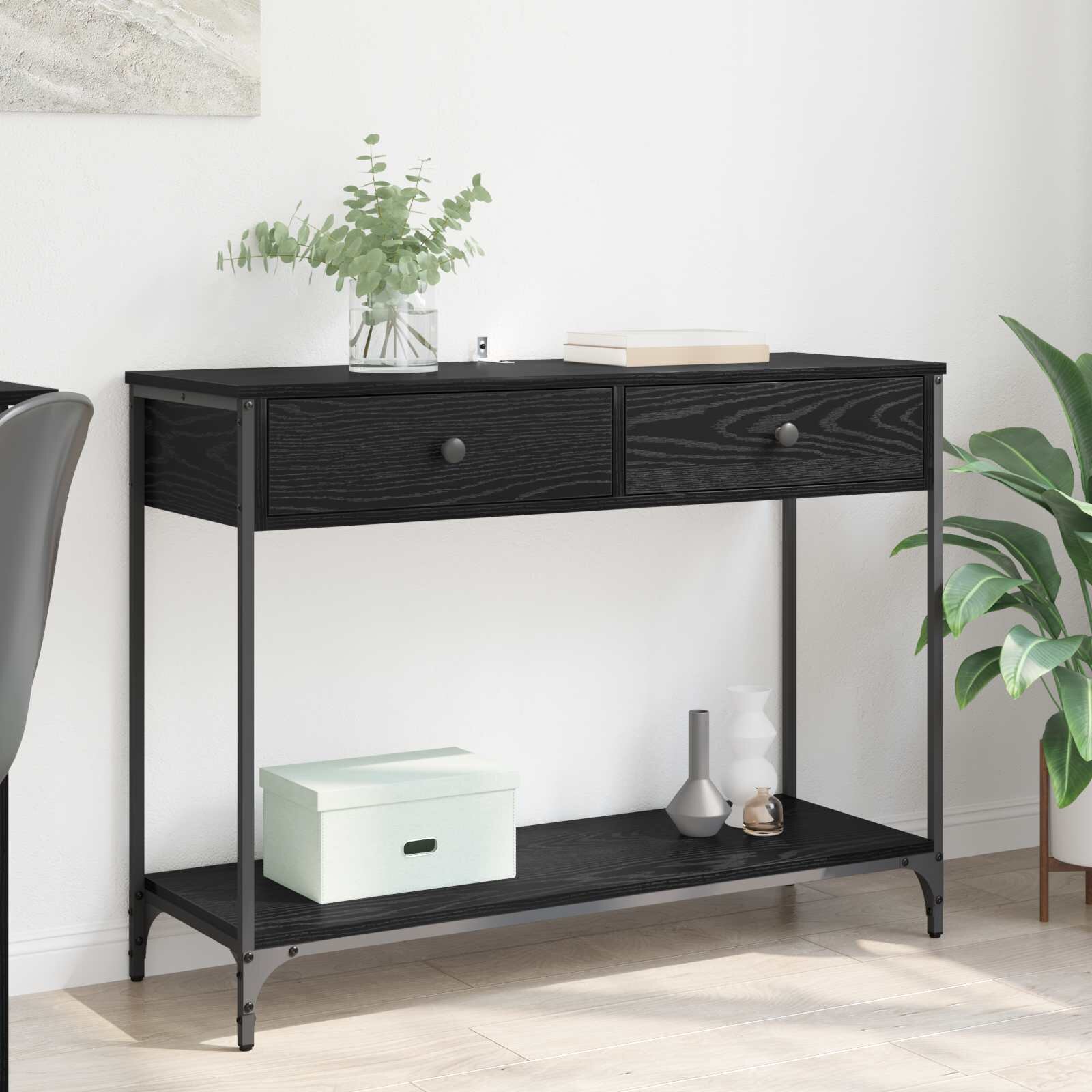 vidaXL Конзолна маса Черния дъб 100 x 345 x 75 см Инженерна дървесина