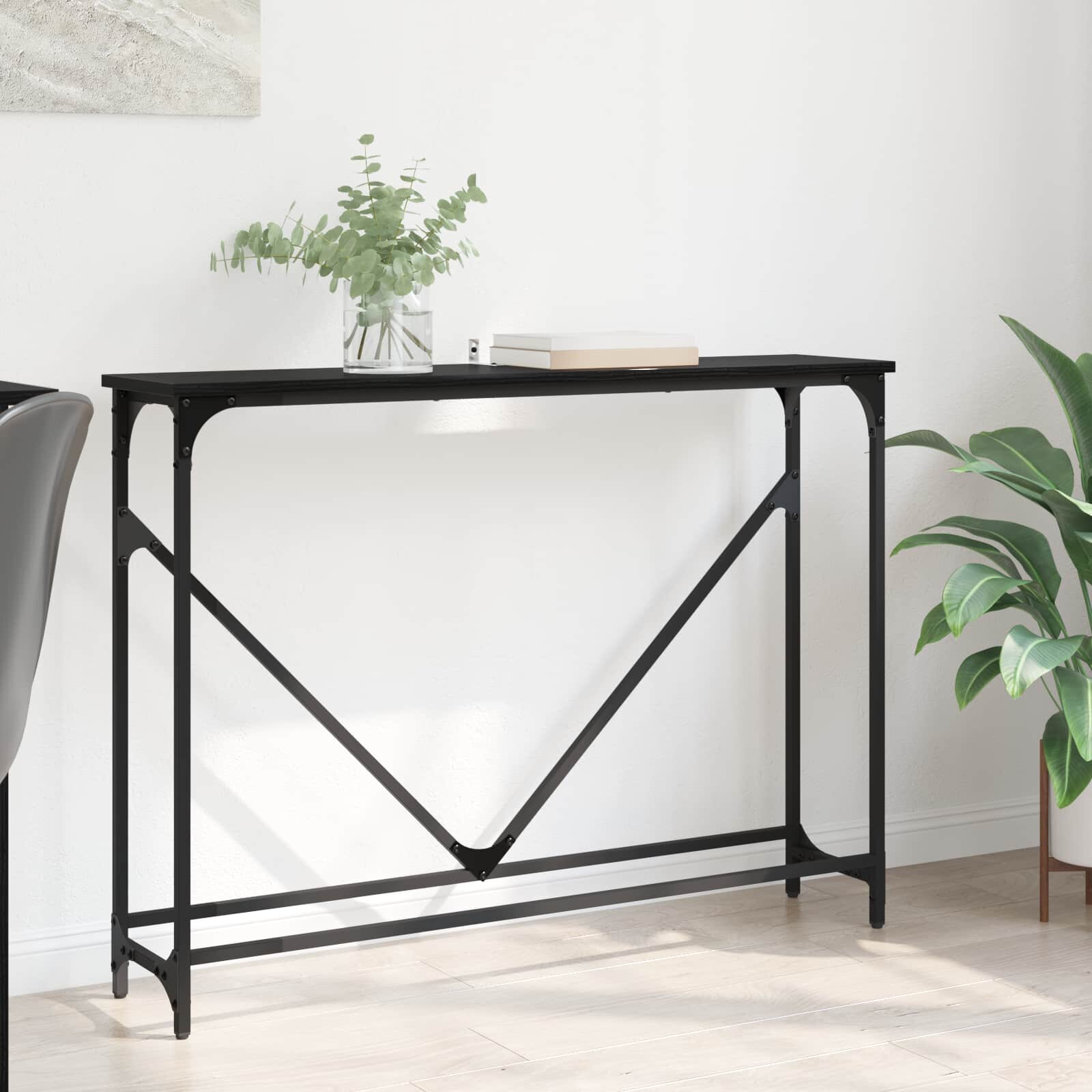 vidaXL Конзолна маса Черния дъб 102 x 23 x 75 см Инженерна дървесина