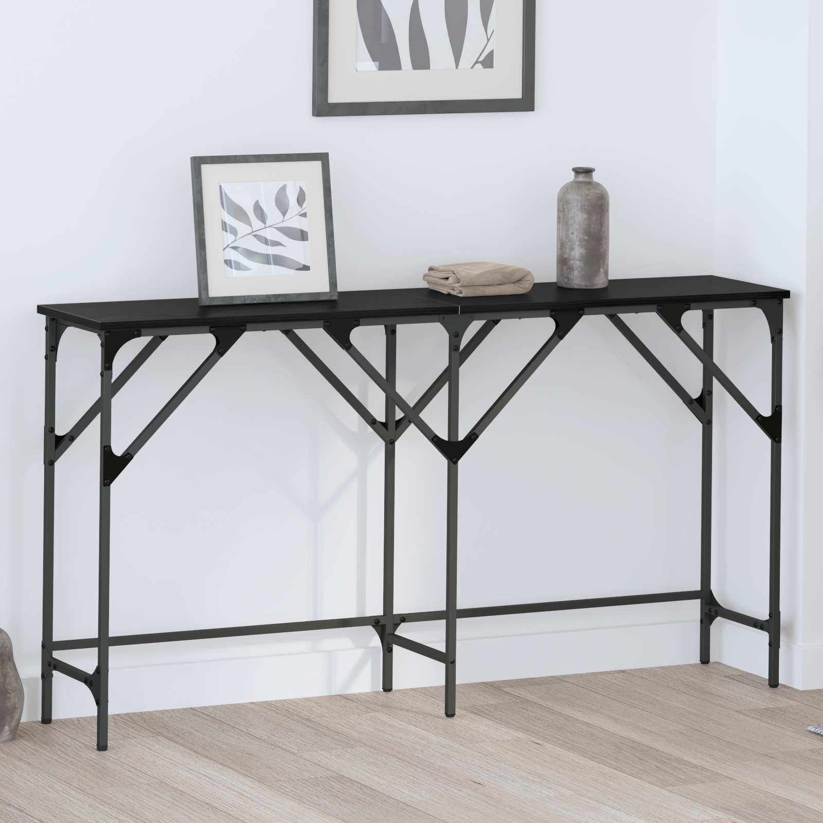 vidaXL Конзолна маса Черния дъб 140 x 29 x 75 см Инженерна дървесина
