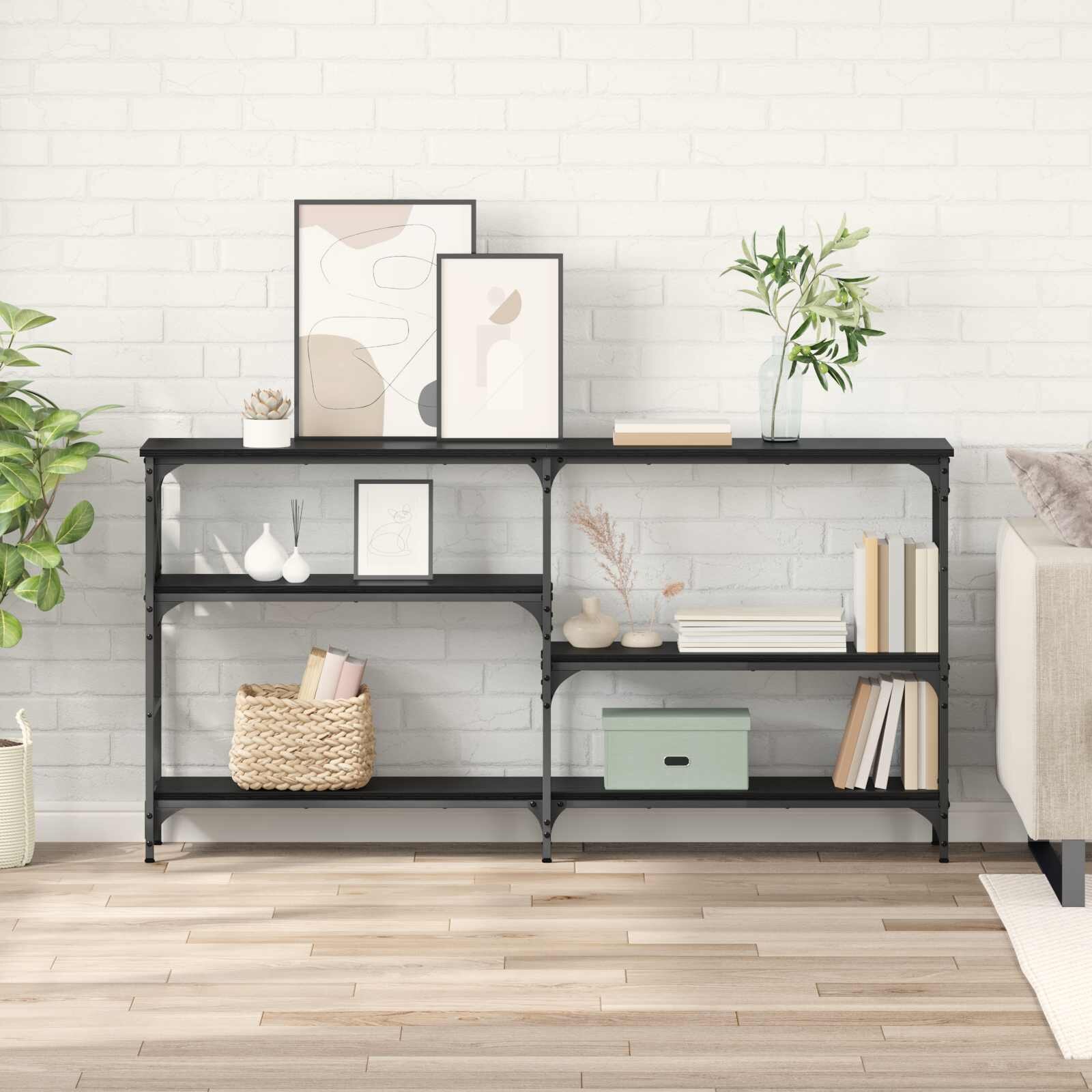 vidaXL Конзолна маса Черния дъб 150 x 29 x 765 см Инженерна дървесина