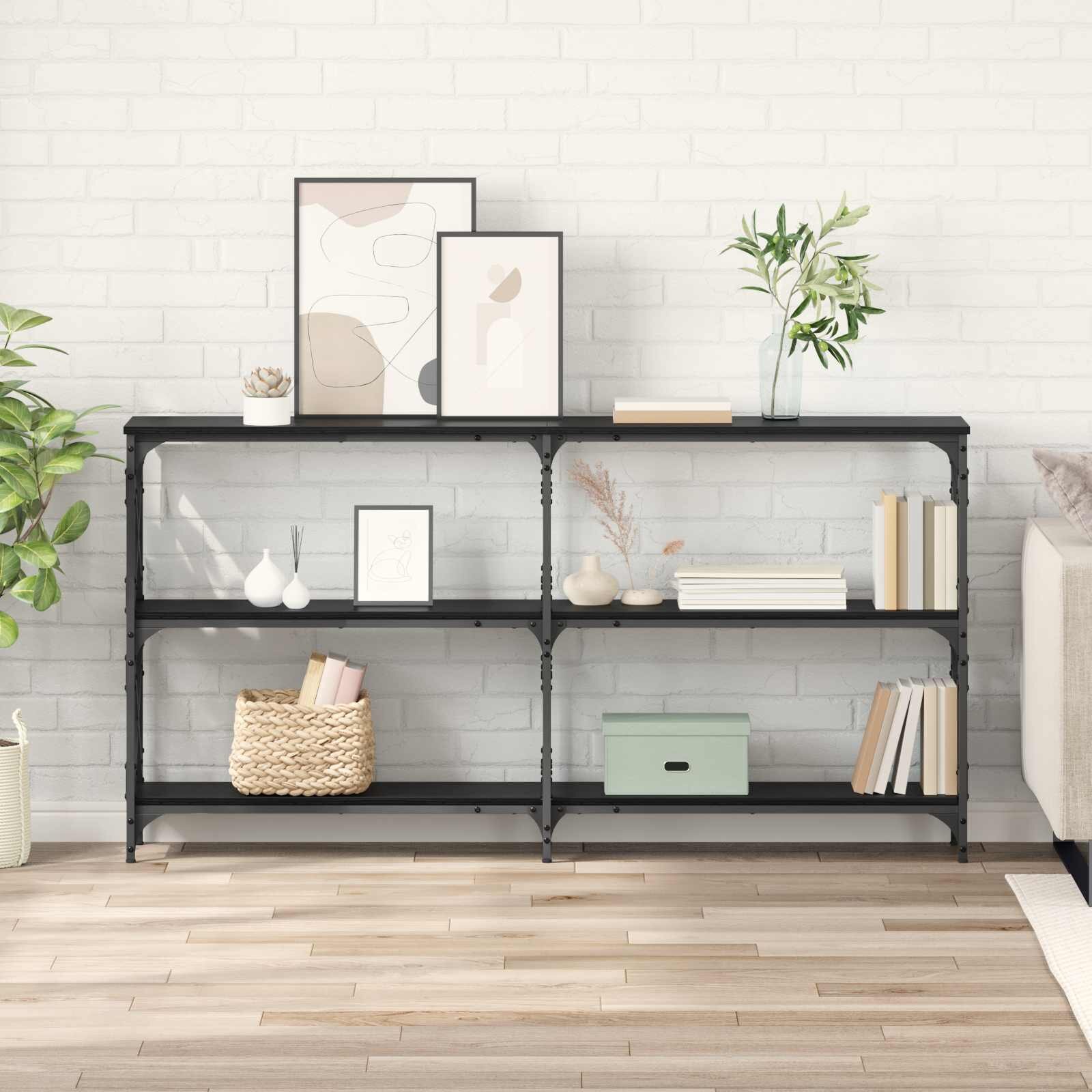 vidaXL Конзолна маса Черния дъб 156 x 28 x 805 см Инженерна дървесина