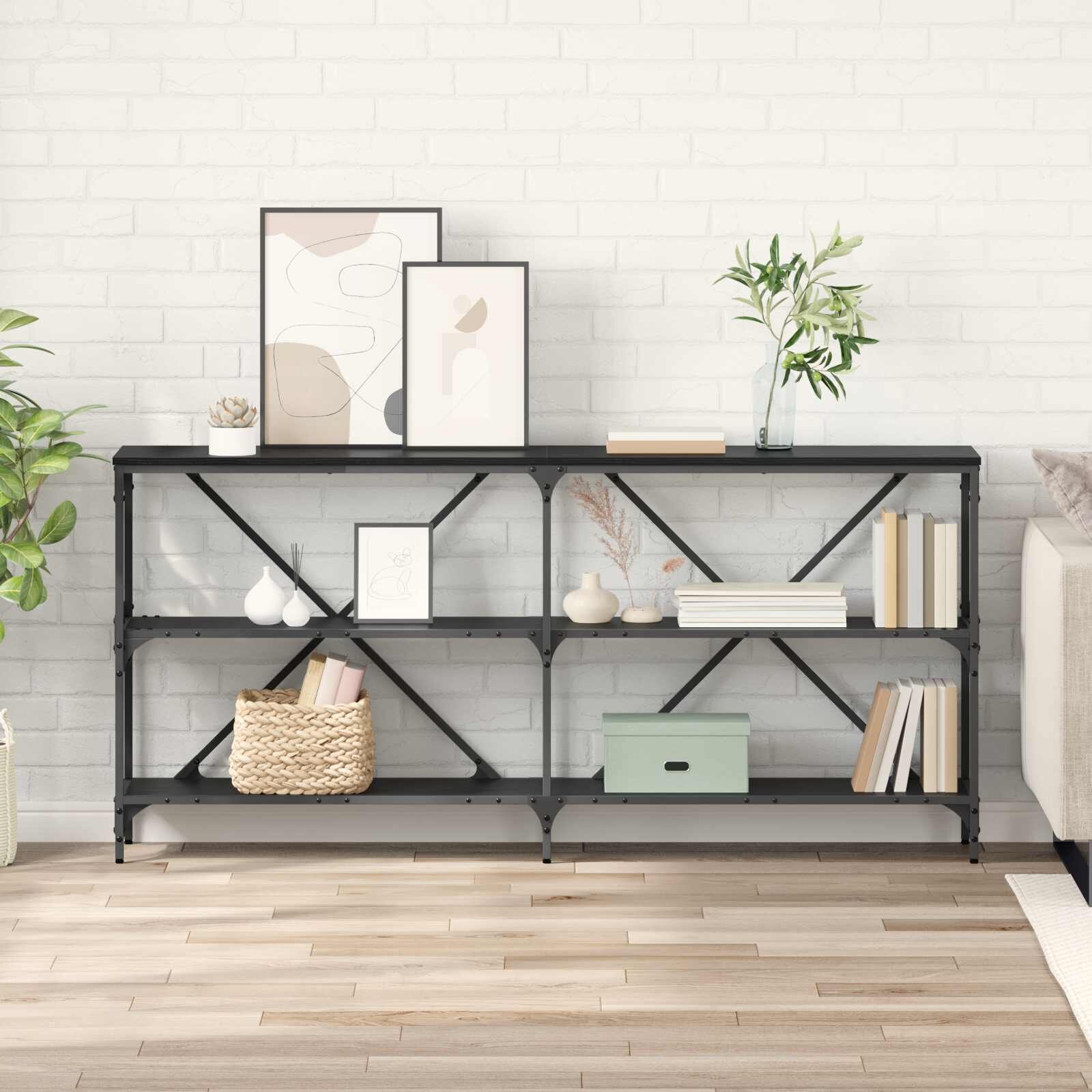 vidaXL Конзолна маса Черния дъб 160 x 30 x 75 см Инженерна дървесина