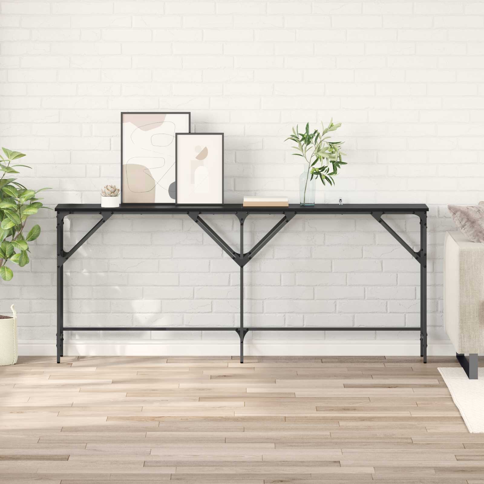 vidaXL Конзолна маса Черния дъб 180 x 30 x 75 см Инженерна дървесина
