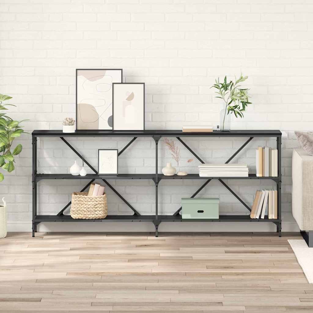 vidaXL Конзолна маса Черния дъб 180 x 30 x 75 см Инженерна дървесина