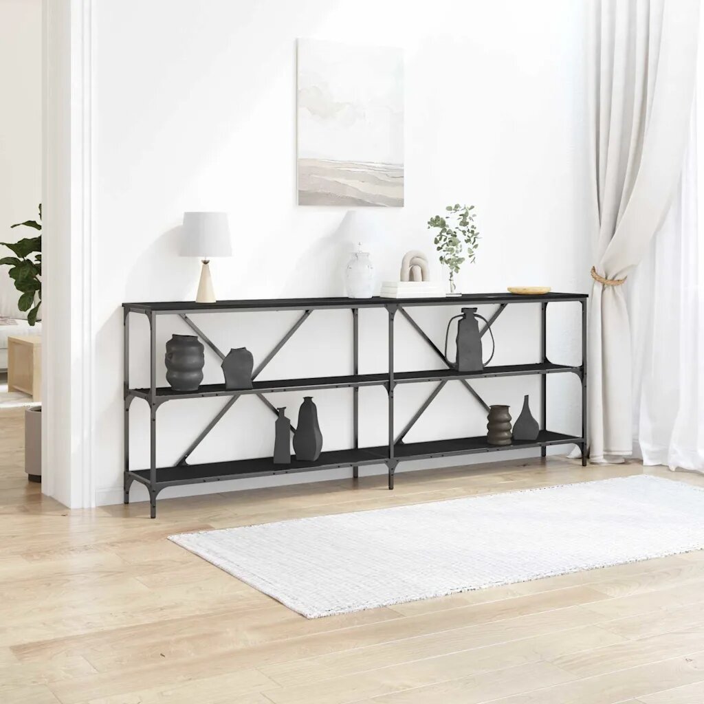 vidaXL Конзолна маса Черния дъб 200 x 30 x 75 см Инженерна дървесина