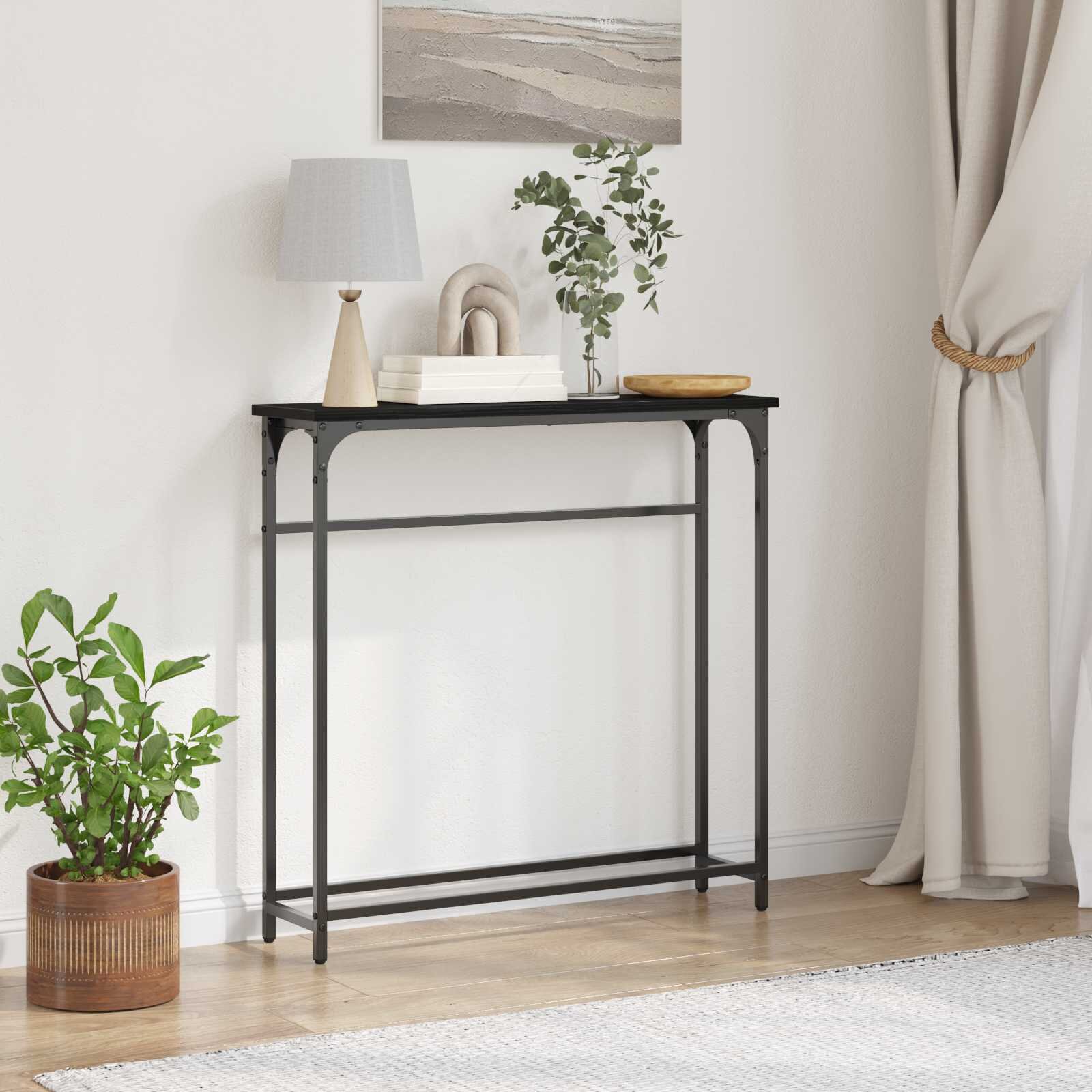 vidaXL Конзолна маса Черния дъб 75 x 195 x 75 см Инженерна дървесина