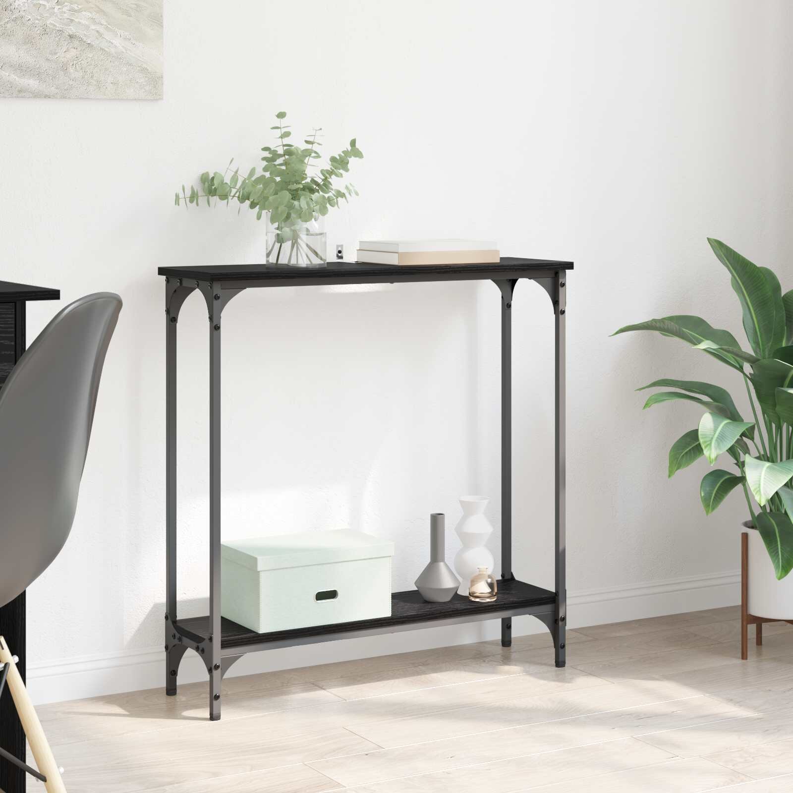 vidaXL Конзолна маса Черния дъб 75 x 225 x 75 см Инженерна дървесина