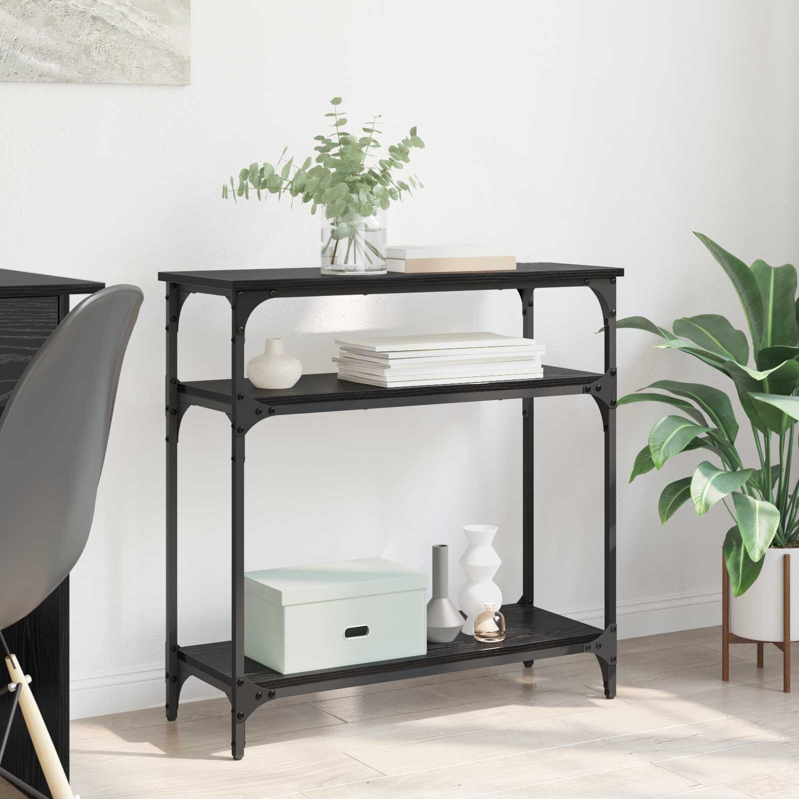 vidaXL Конзолна маса Черния дъб 75 x 29 x 75 см Инженерна дървесина
