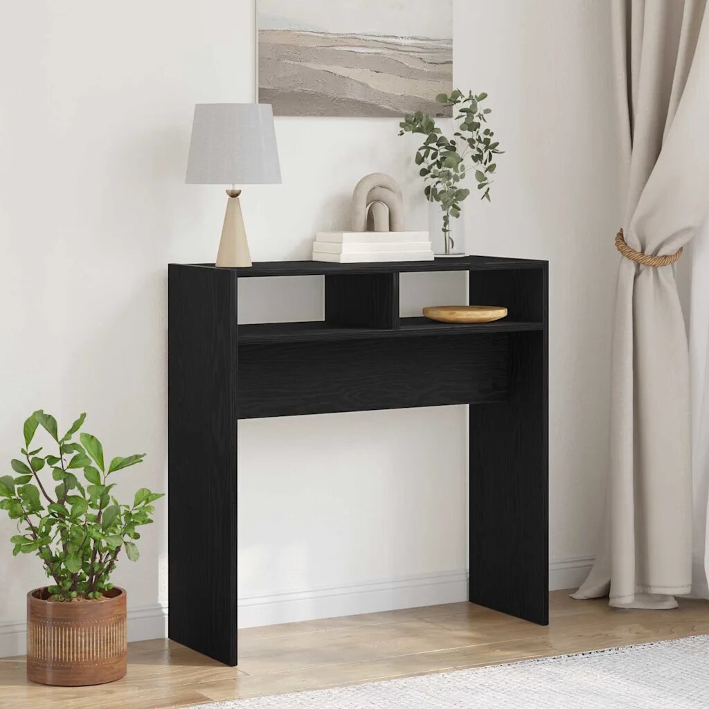vidaXL Конзолна маса Черния дъб 78 x 30 x 80 см Инженерна дървесина