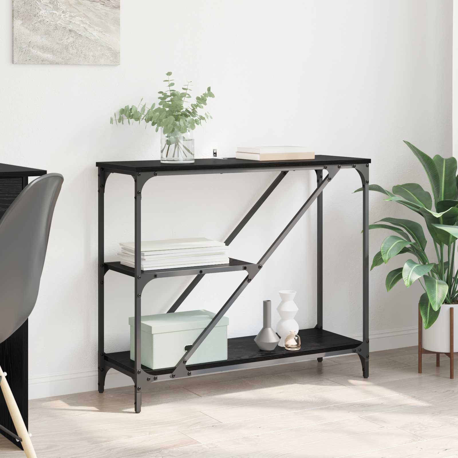 vidaXL Конзолна маса Черния дъб 885 x 30 x 75 см Инженерна дървесина