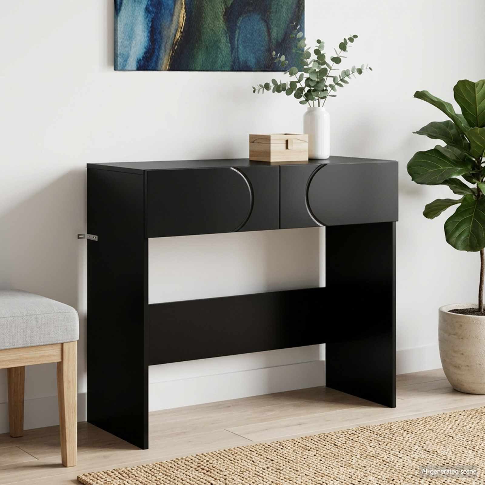 vidaXL Конзолна маса Черно 965 x 38 x 75 см Инженерно дърво