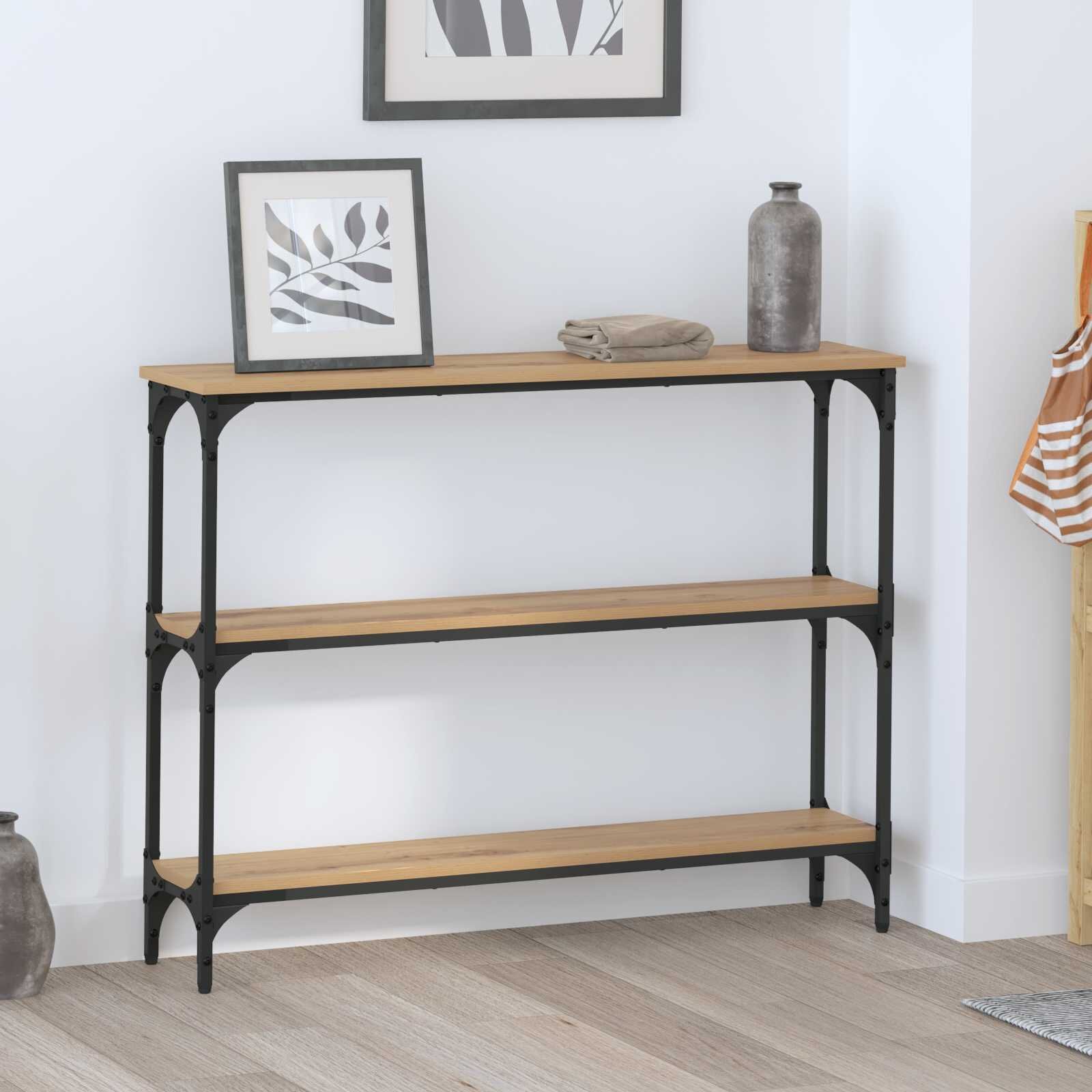 vidaXL Конзолна маса Дъб 100 x 225 x 75 см Инженерна дървесина