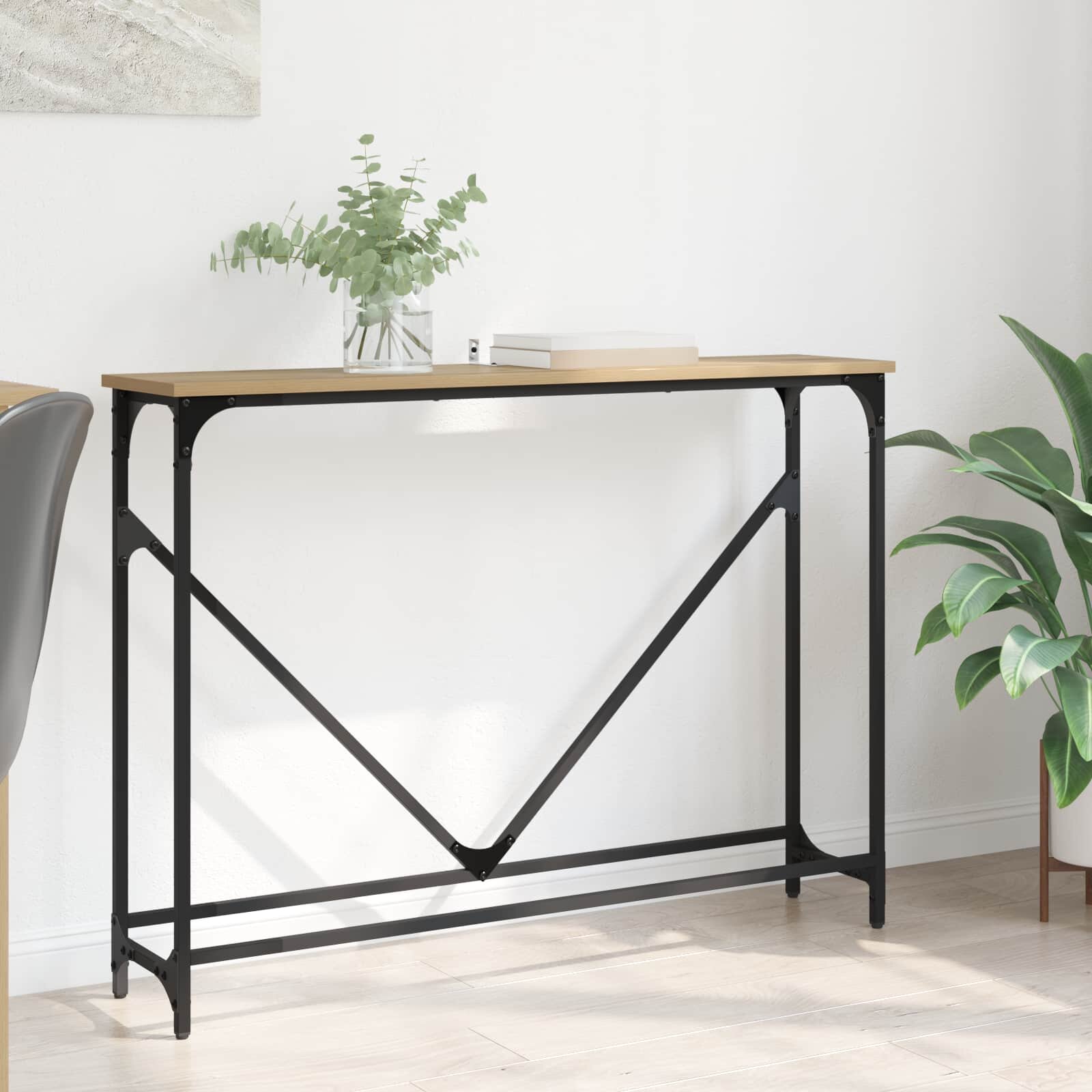vidaXL Конзолна маса Дъб 102 x 23 x 75 см Инженерна дървесина