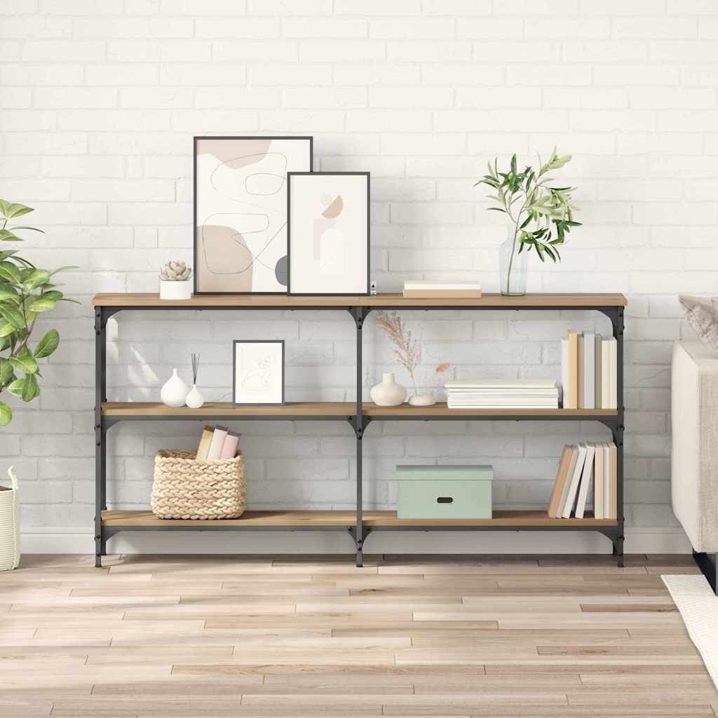 vidaXL Конзолна маса Дъб 150 x 29 x 75 см Конструирано дърво и метал.