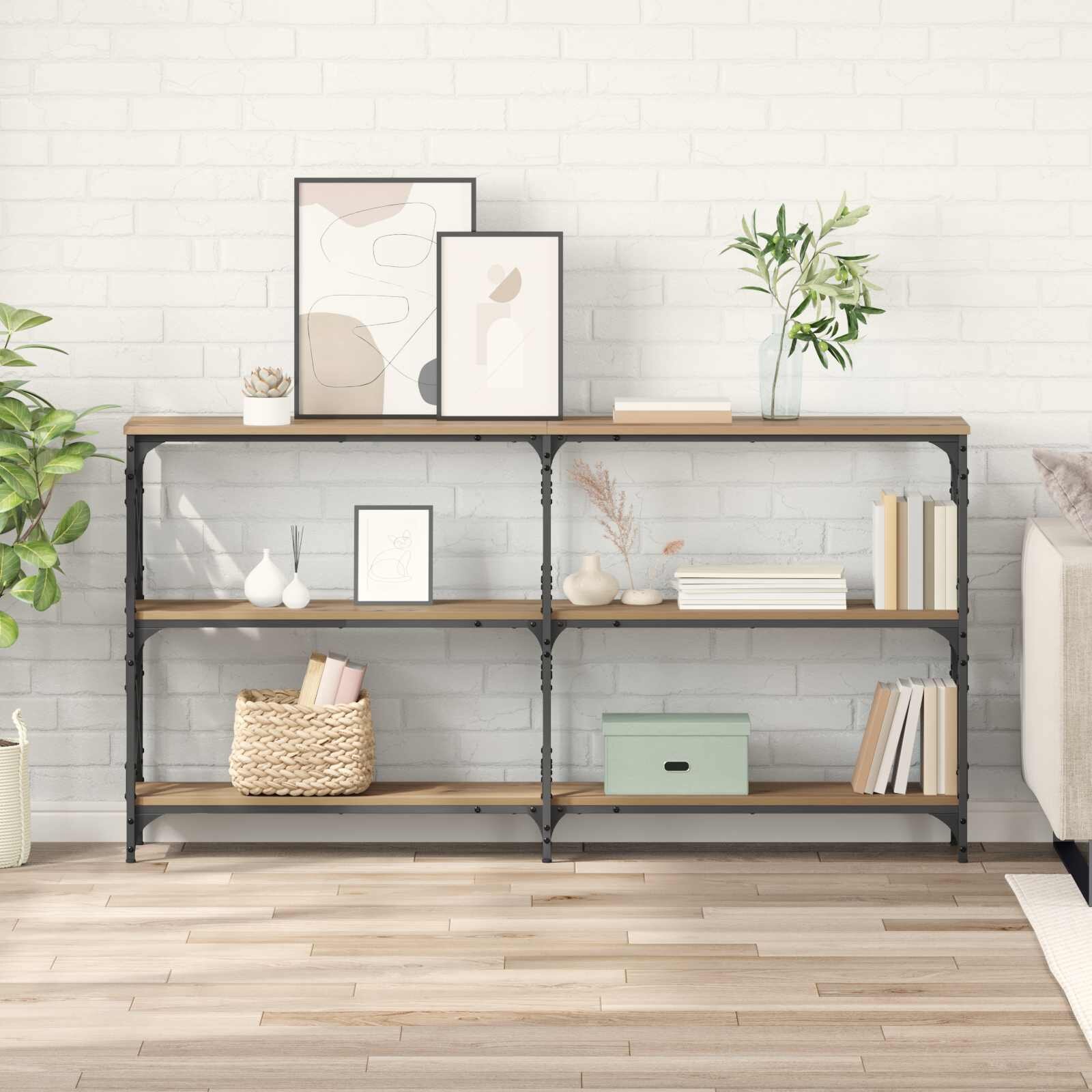 vidaXL Конзолна маса Дъб 156 x 28 x 805 см Инженерна дървесина