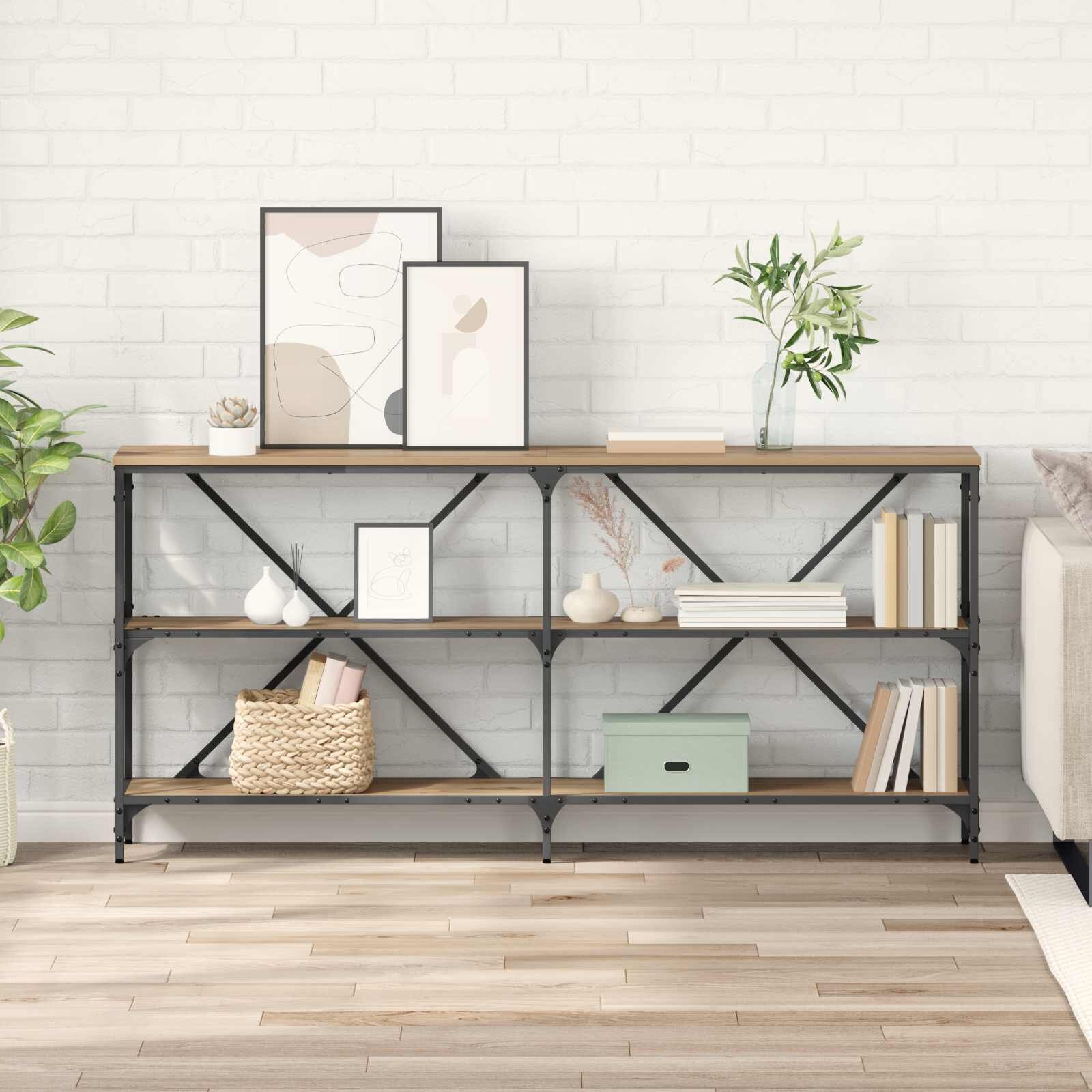 vidaXL Конзолна маса Дъб 160 x 30 x 75 см Инженерна дървесина