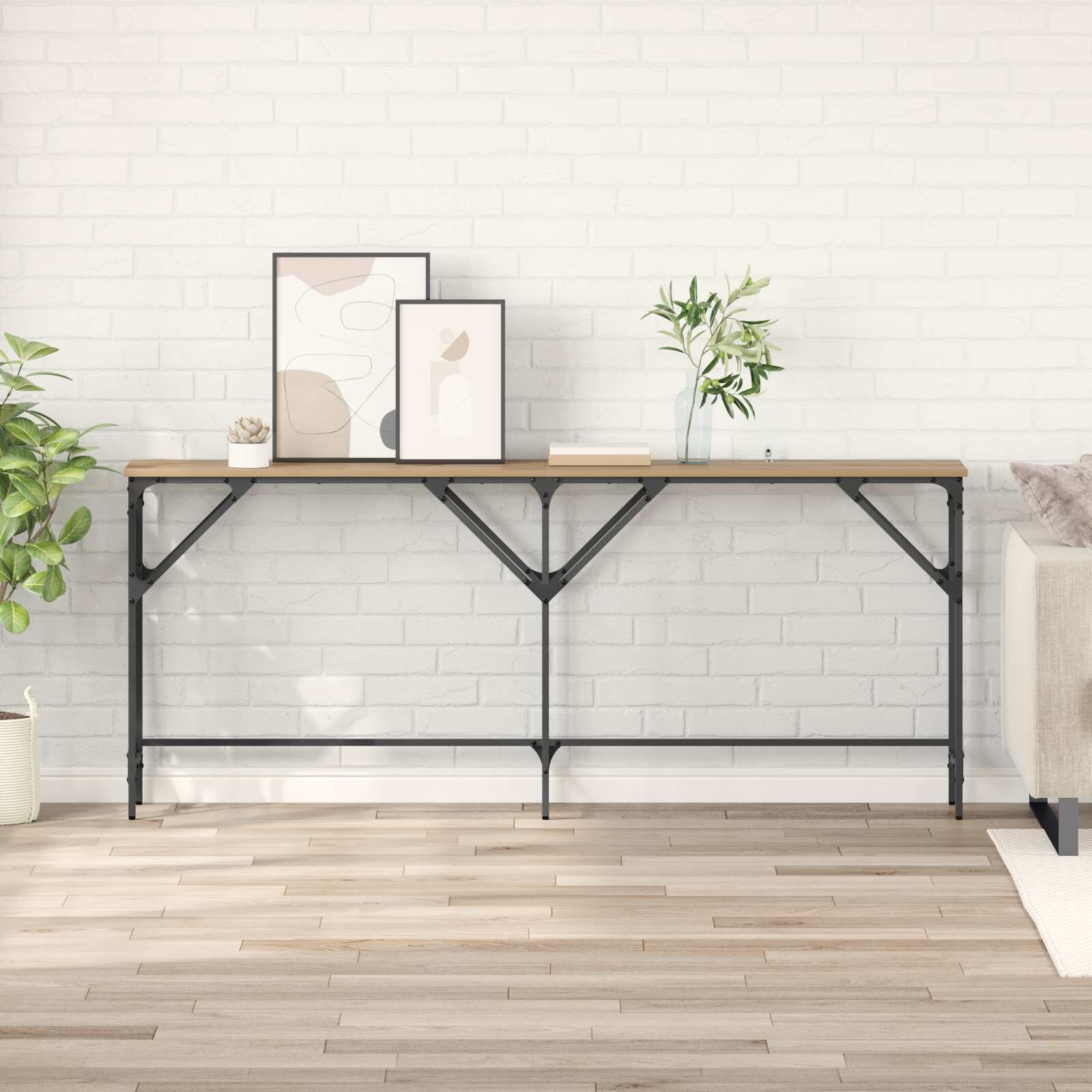 vidaXL Конзолна маса Дъб 180 x 30 x 75 см Инженерна дървесина