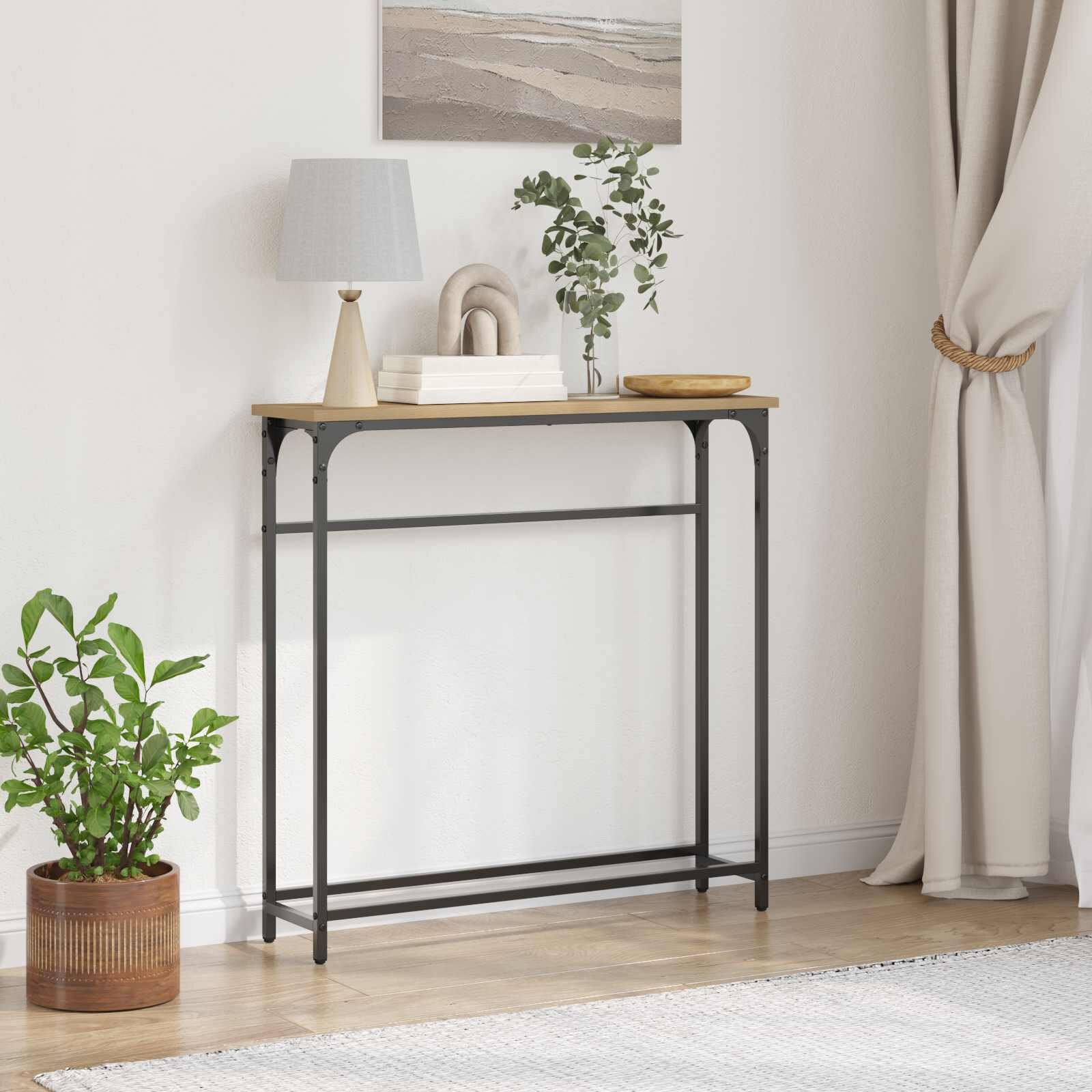 vidaXL Конзолна маса Дъб 75 x 195 x 75 см Инженерна дървесина
