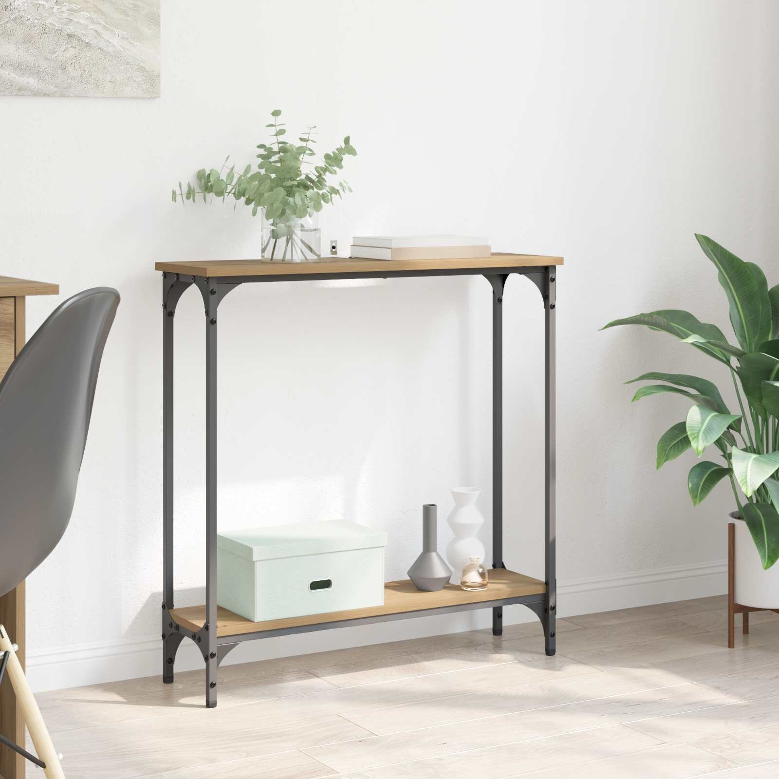 vidaXL Конзолна маса Дъб 75 x 225 x 75 см Инженерна дървесина