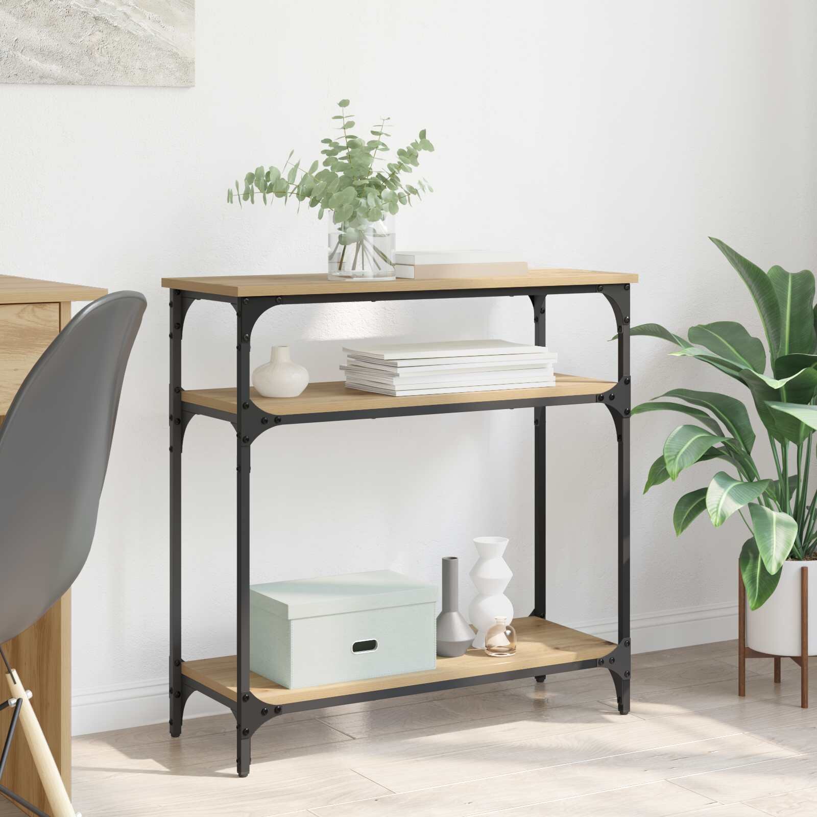 vidaXL Конзолна маса Дъб 75 x 29 x 75 см Инженерна дървесина