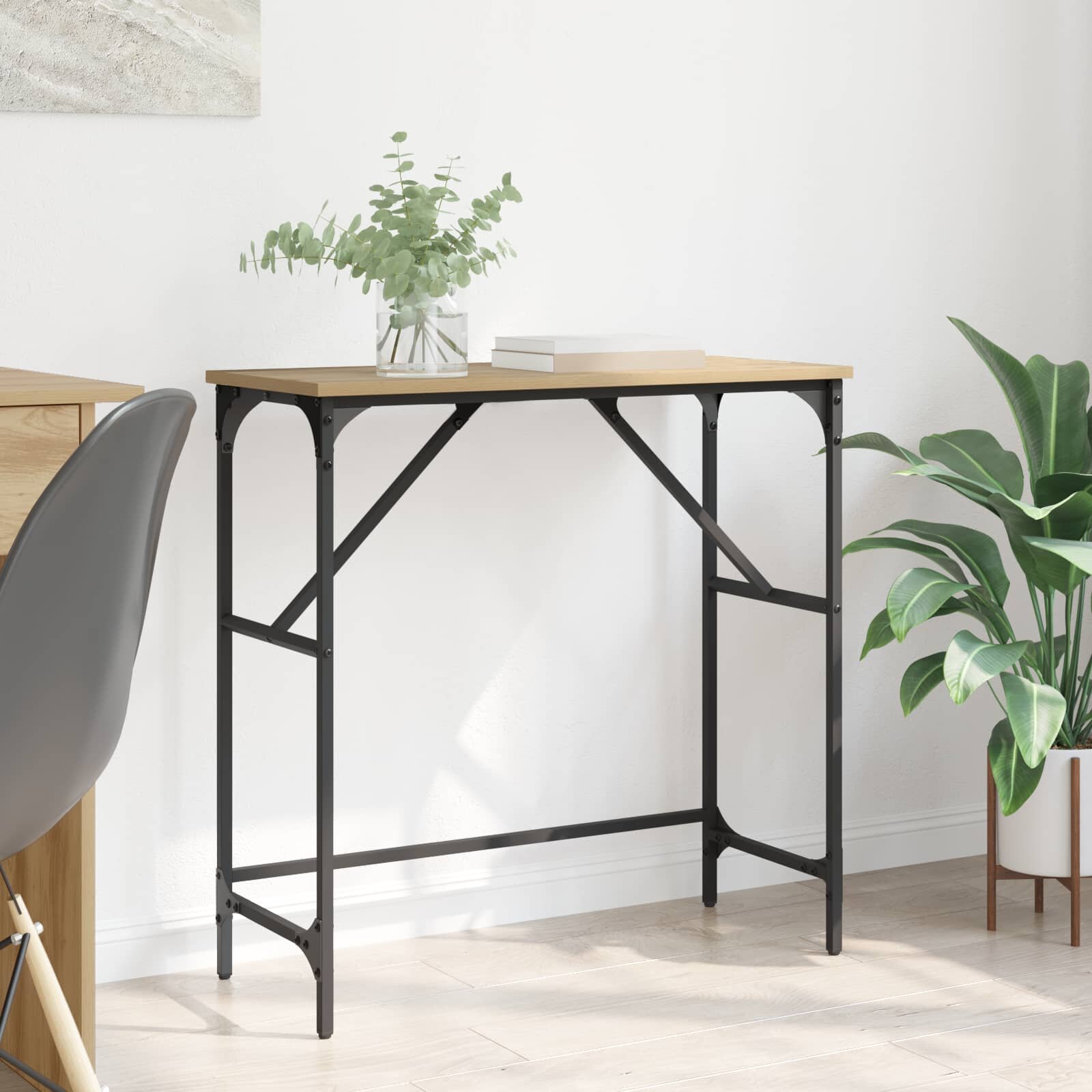 vidaXL Конзолна маса Дъб 75 x 32 x 75 см Инженерна дървесина