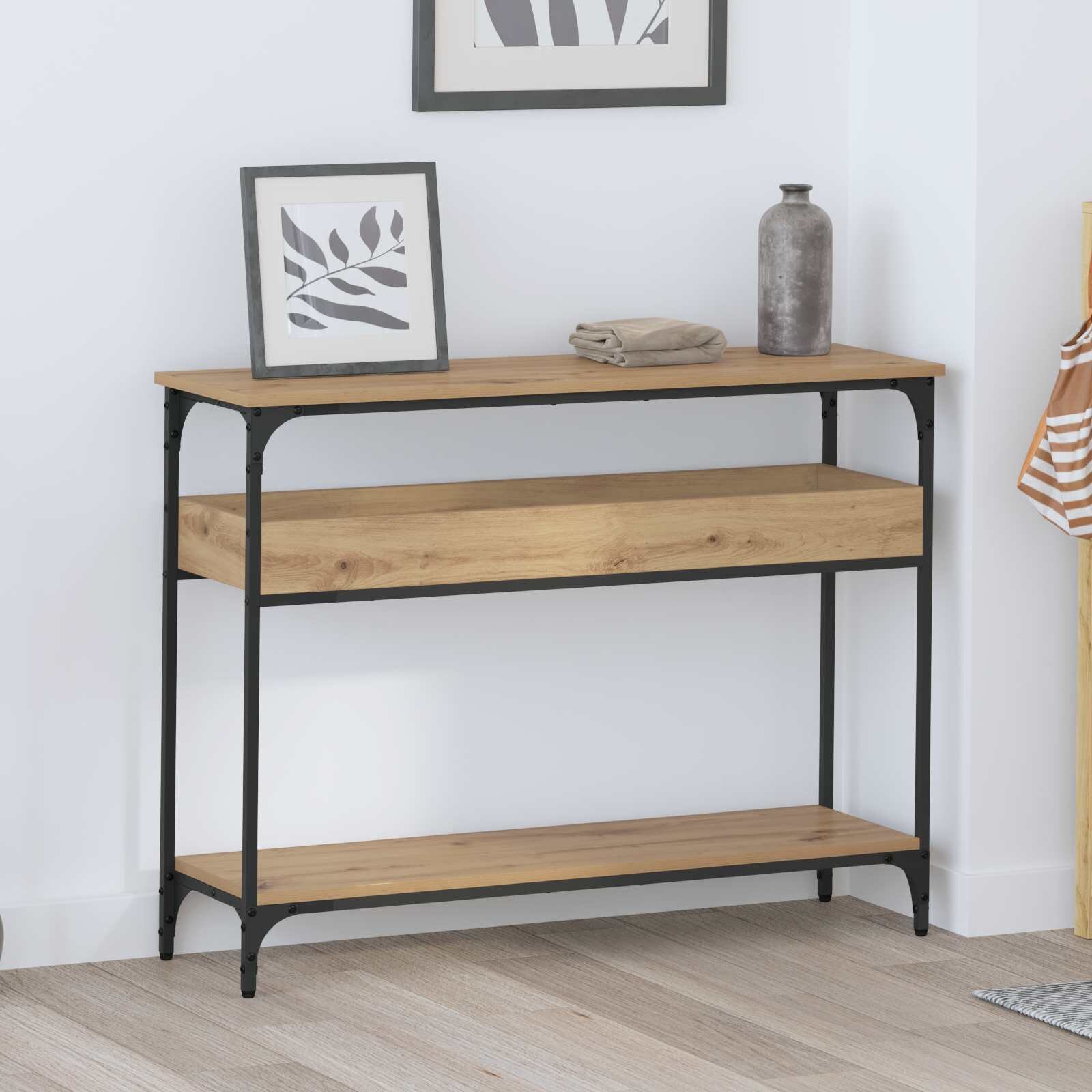vidaXL Конзолна маса дъб артизан 100 x 29 x 75 см Инженерна дървесина