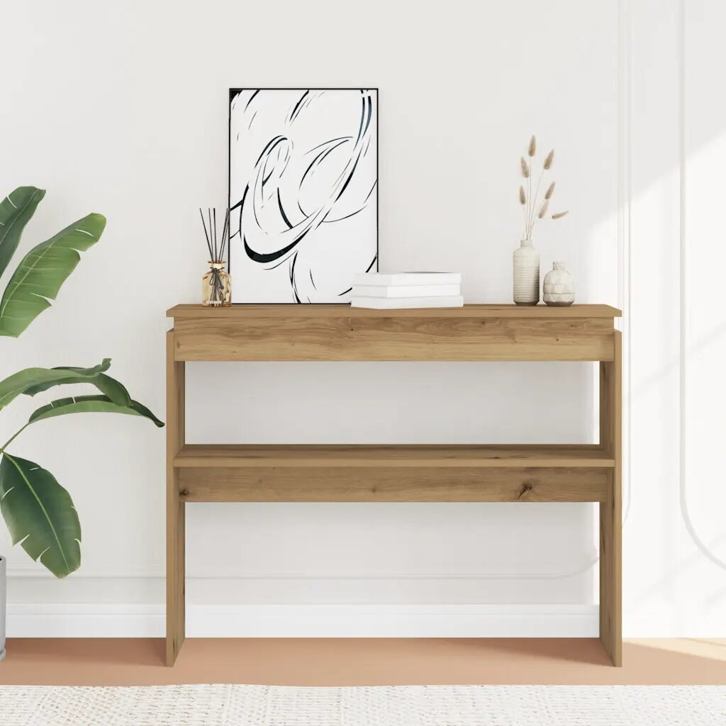 vidaXL Конзолна маса дъб артизан 102x30x80 см инженерно дърво