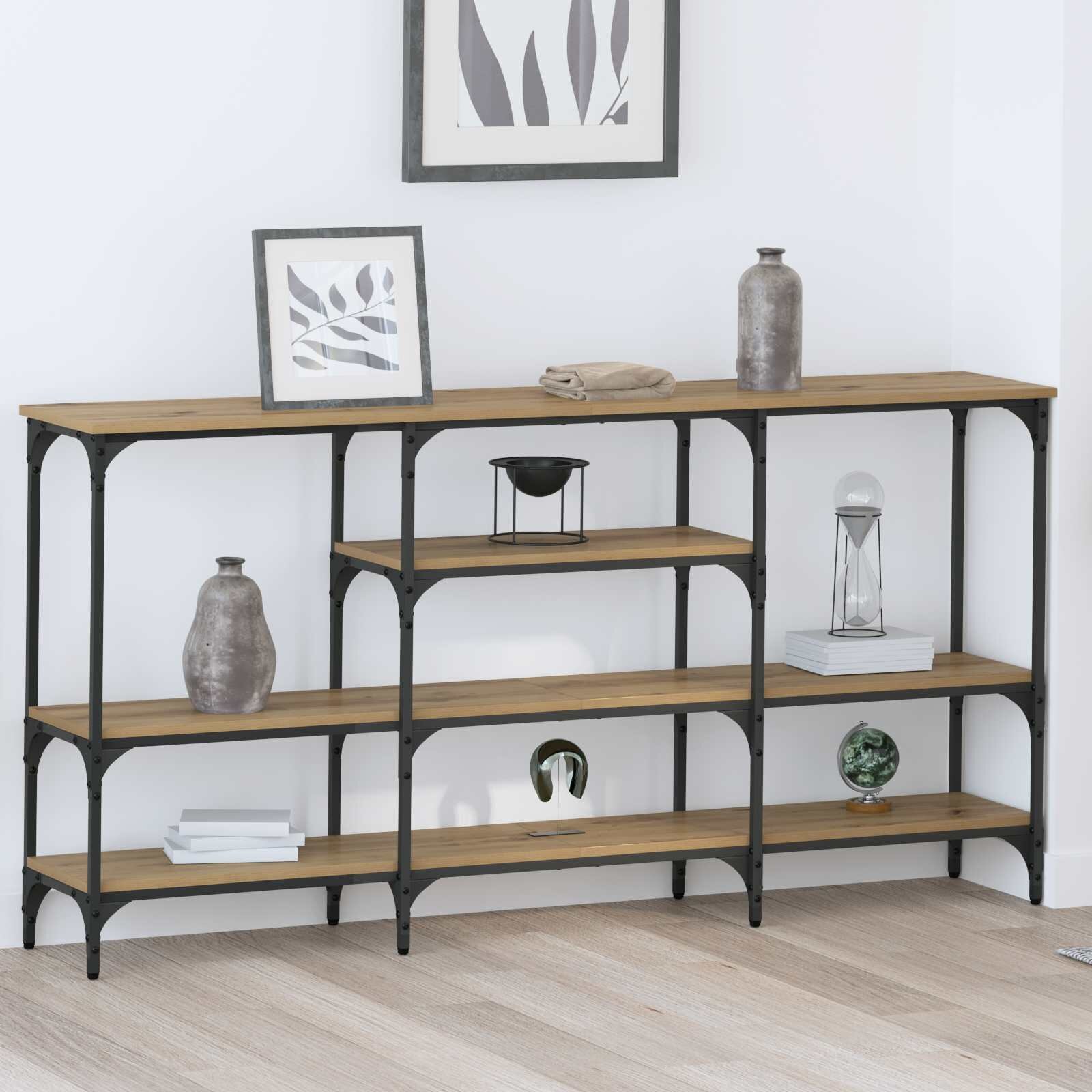 vidaXL Конзолна маса дъб артизан 160 x 29 x 80 см Инженерна дървесина