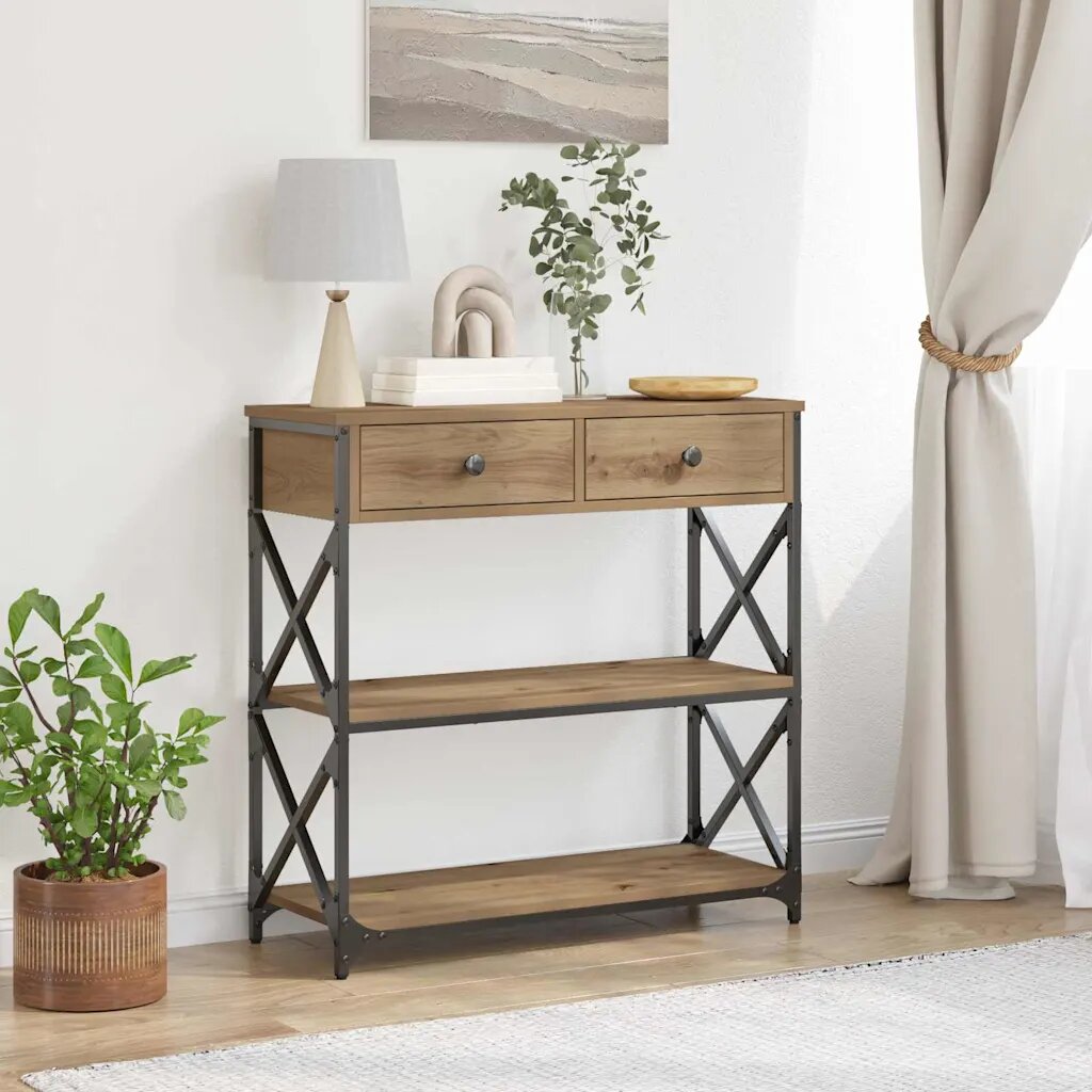 vidaXL Конзолна маса дъб артизан 75 x 28 x 75 см