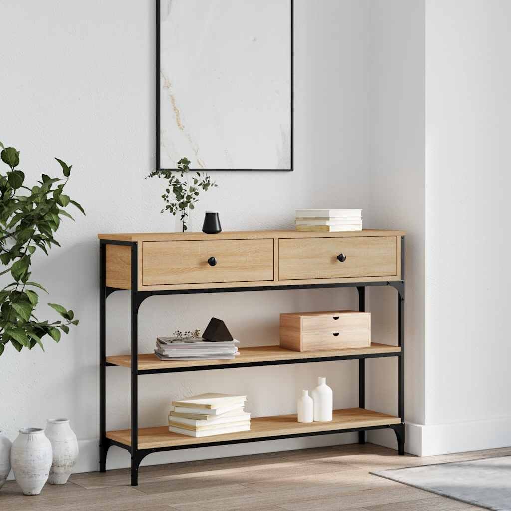 vidaXL Конзолна маса дъб сонома 100x25x75 см инженерно дърво