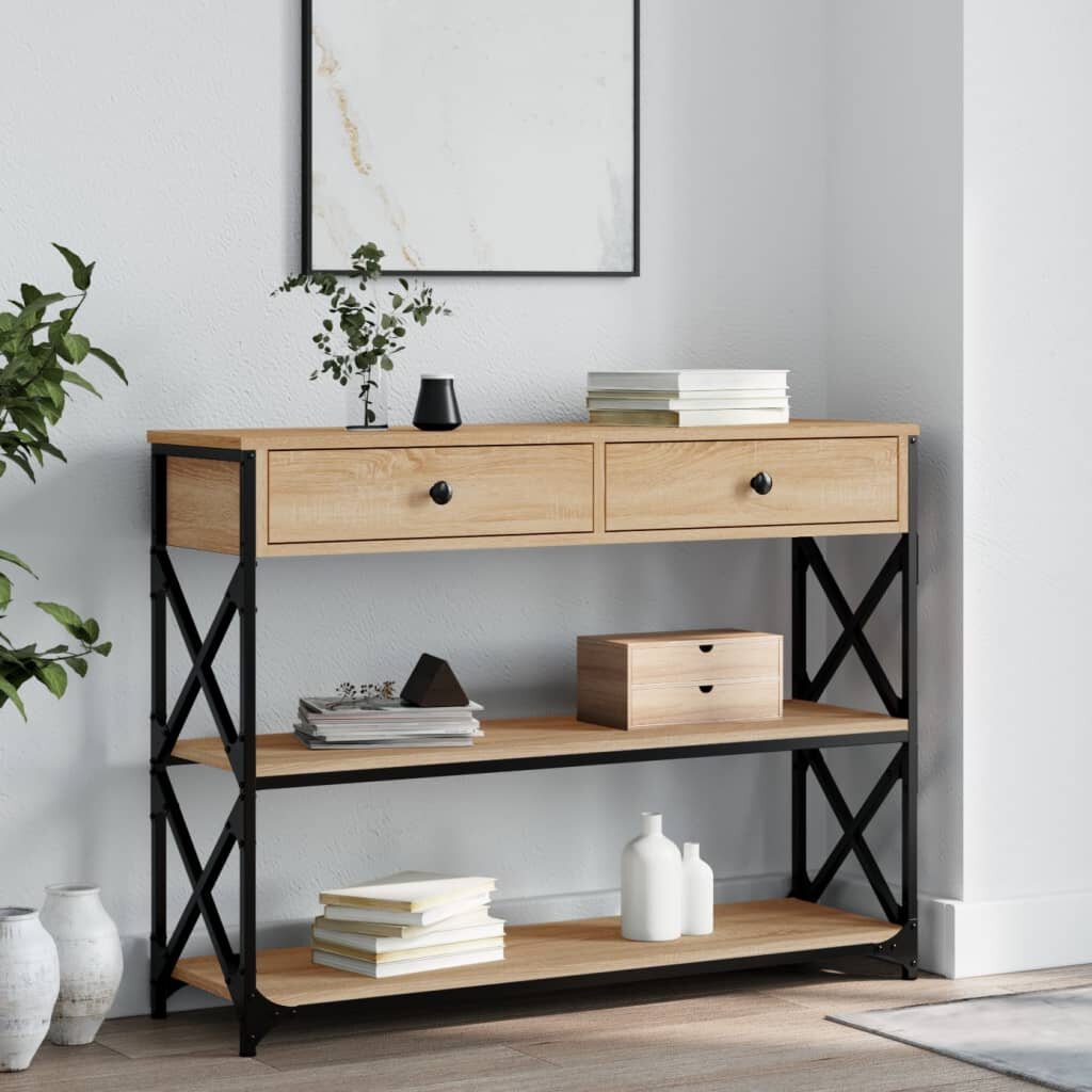 vidaXL Конзолна маса дъб сонома 100x28x75 см инженерно дърво