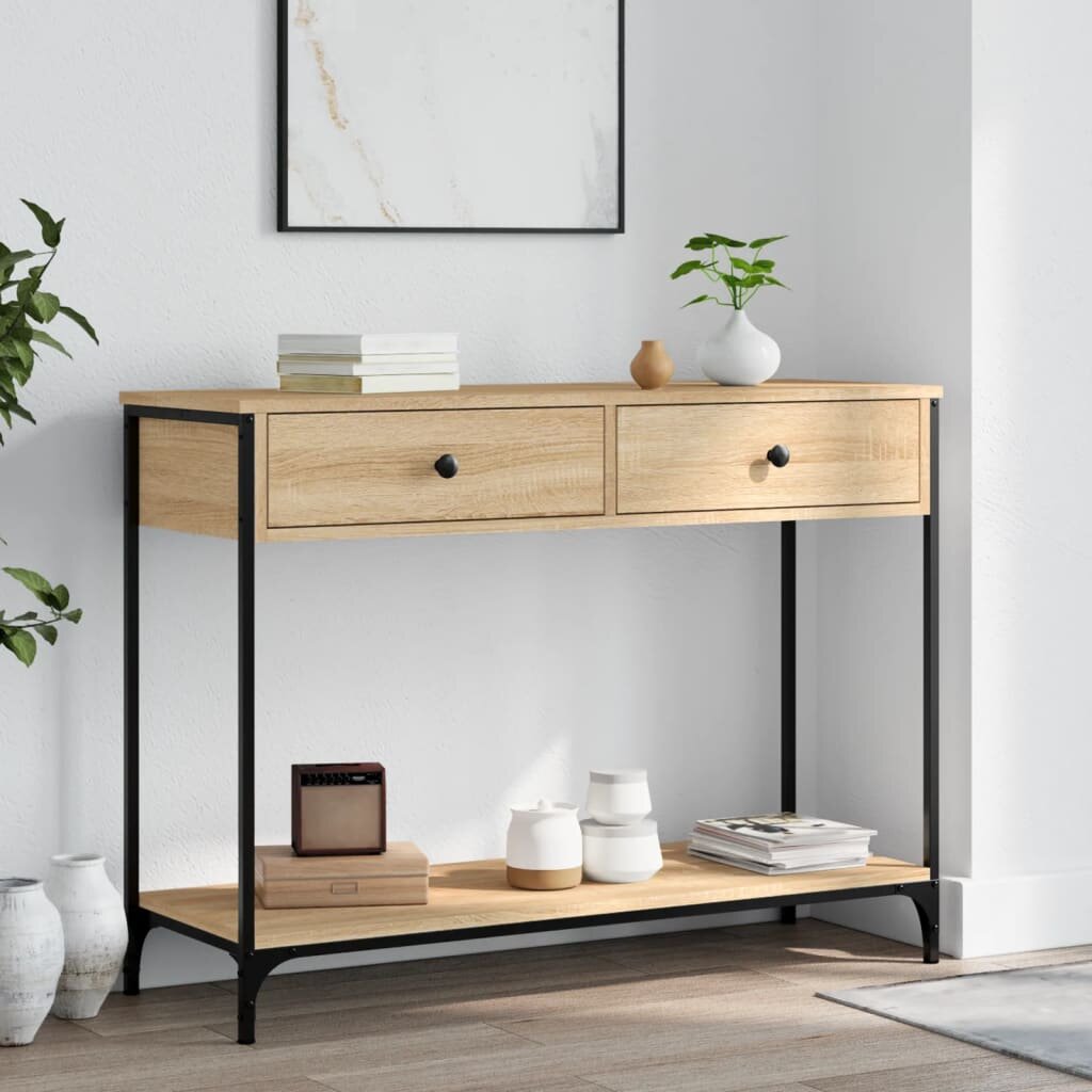 vidaXL Конзолна маса дъб сонома 100x345x75 см инженерно дърво