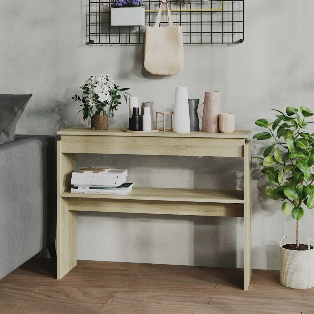 vidaXL Конзолна маса дъб сонома 102x30x80 см инженерно дърво