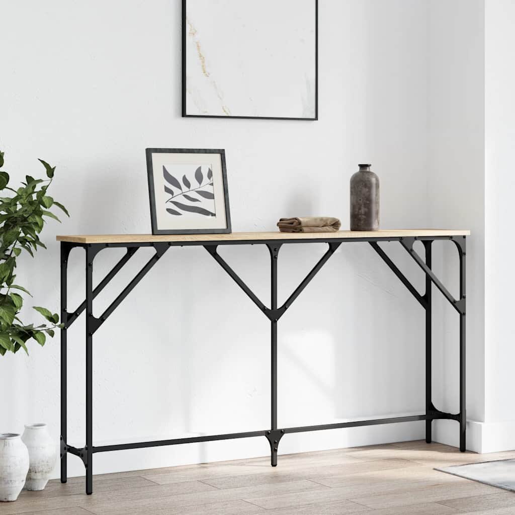vidaXL Конзолна маса дъб сонома 140x23x75 см инженерно дърво